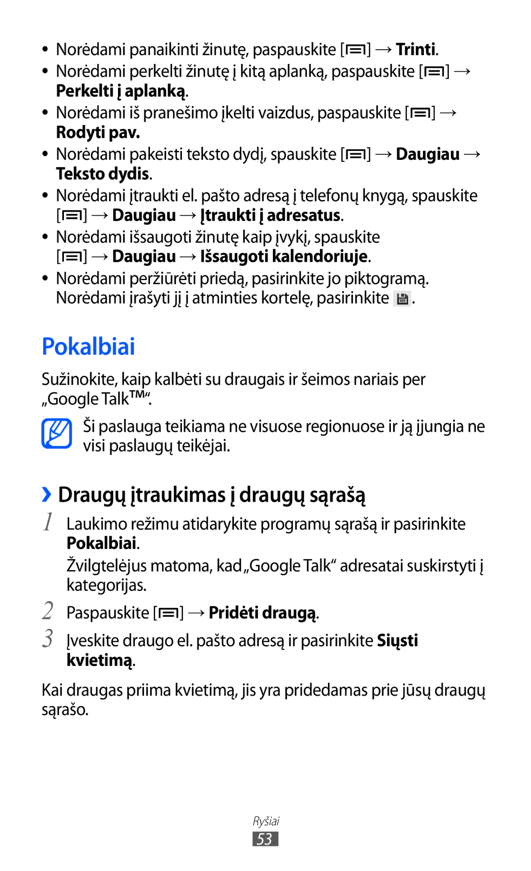 Samsung GT-S6102SKASEB manual Pokalbiai, ››Draugų įtraukimas į draugų sąrašą 