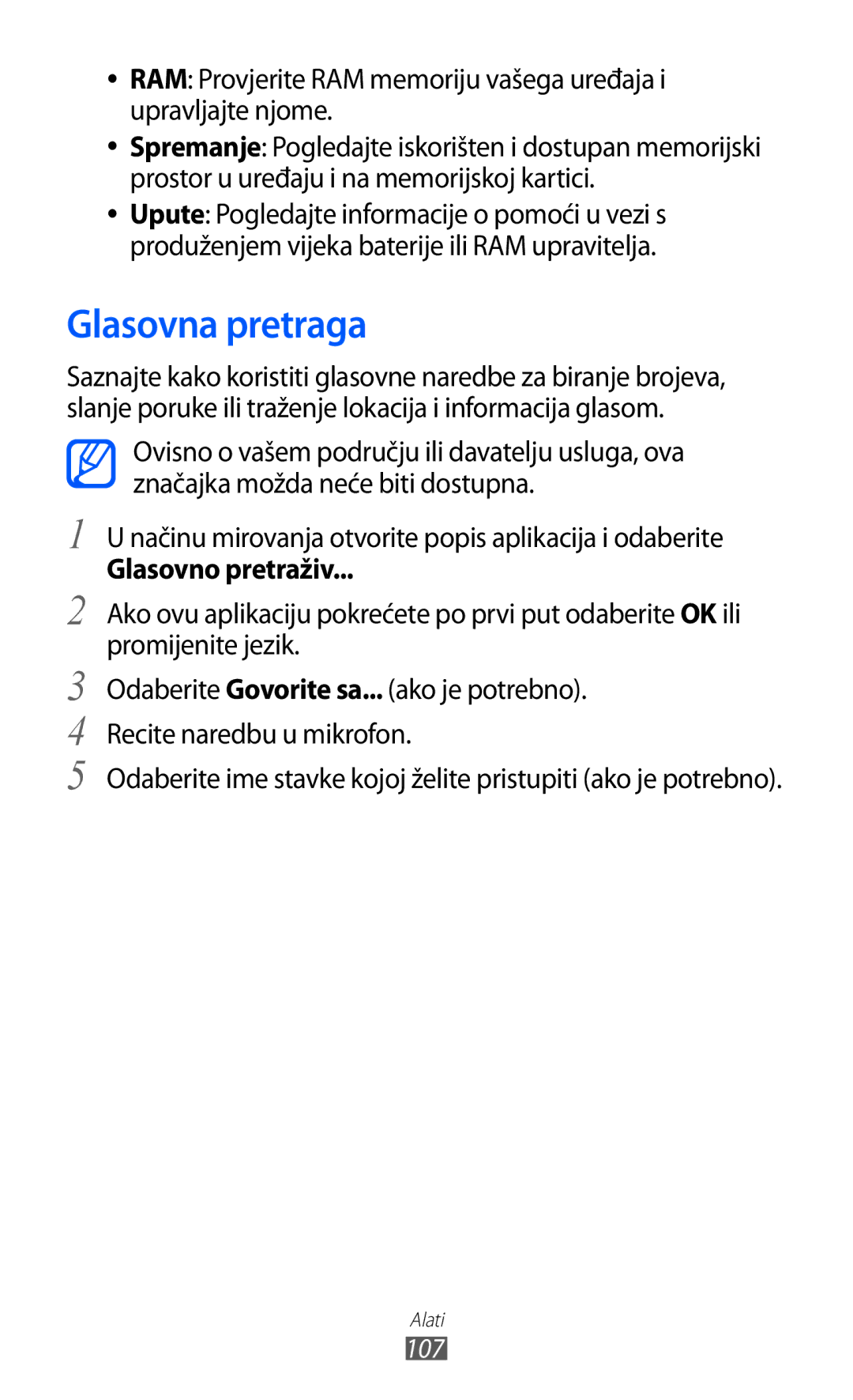 Samsung GT-S6102TKATRA, GT-S6102SKATRA, GT-S6102SKASMO, GT-S6102TKATWO, GT-S6102SKATSR Glasovna pretraga, Glasovno pretraživ 