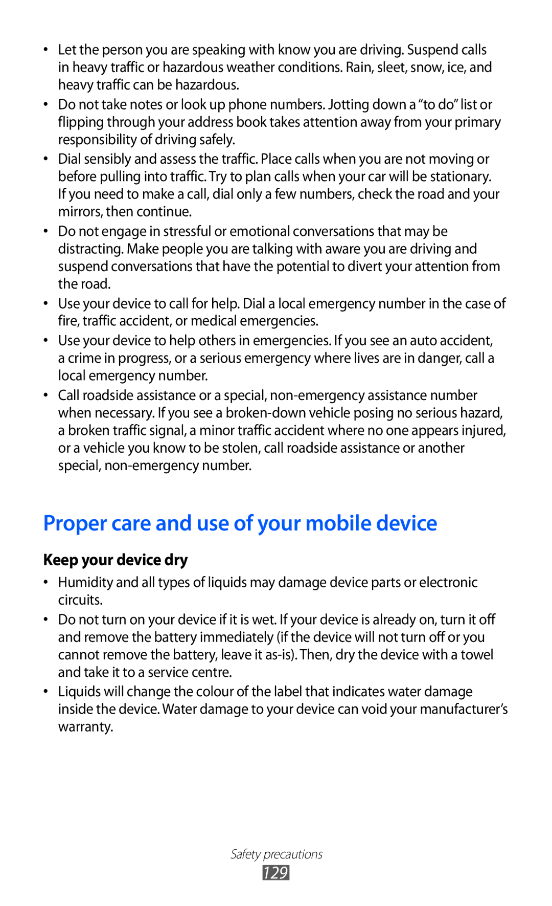 Samsung GT-S6102SKAABS, GT-S6102UWATUR, GT-S6102SKAATO, GT-S6102SKATMN manual Proper care and use of your mobile device 