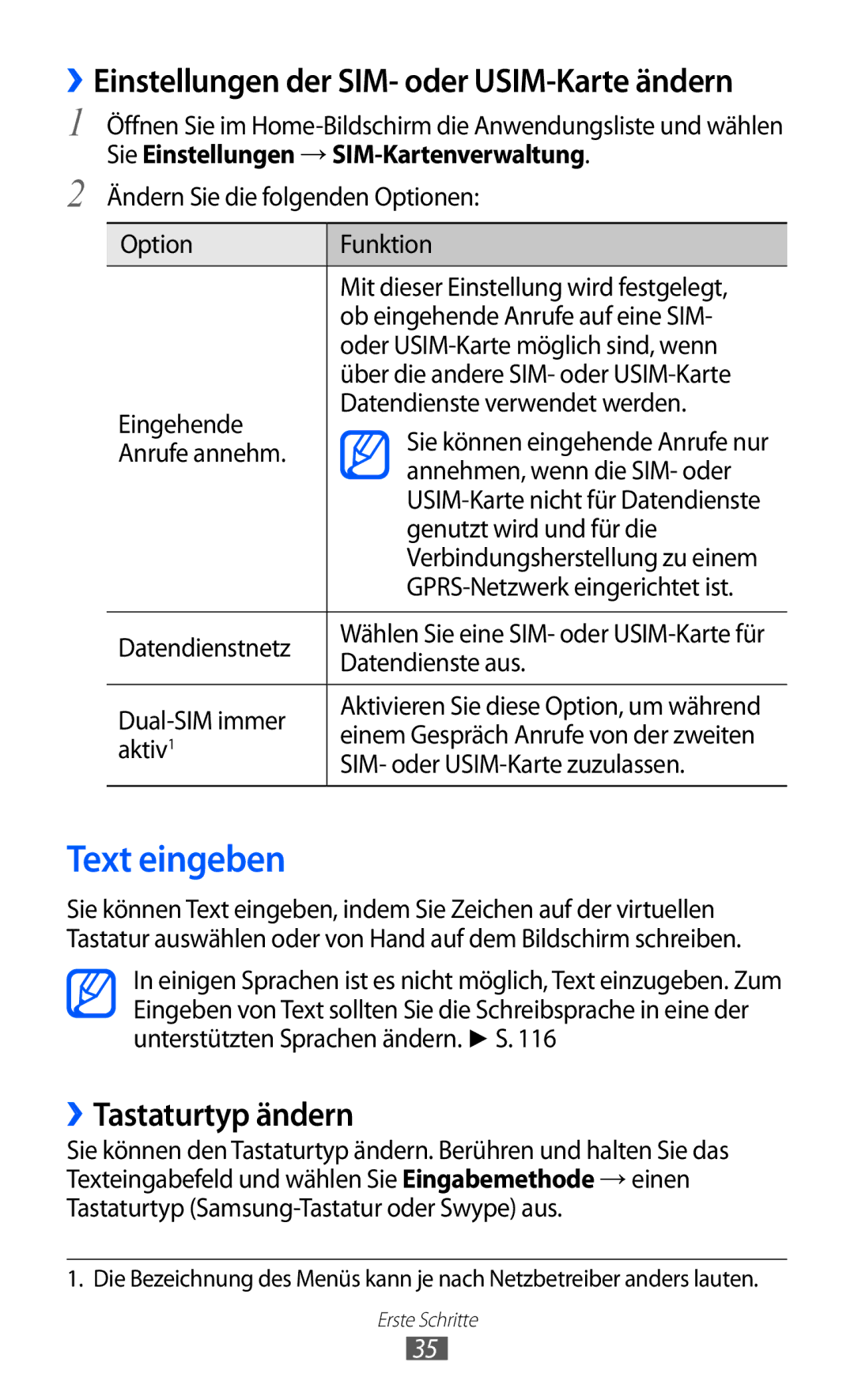 Samsung GT-S6102SKATMN, GT-S6102UWATUR, GT-S6102SKAATO, GT-S6102SKADBT, GT-S6102UWADBT Text eingeben, ››Tastaturtyp ändern 