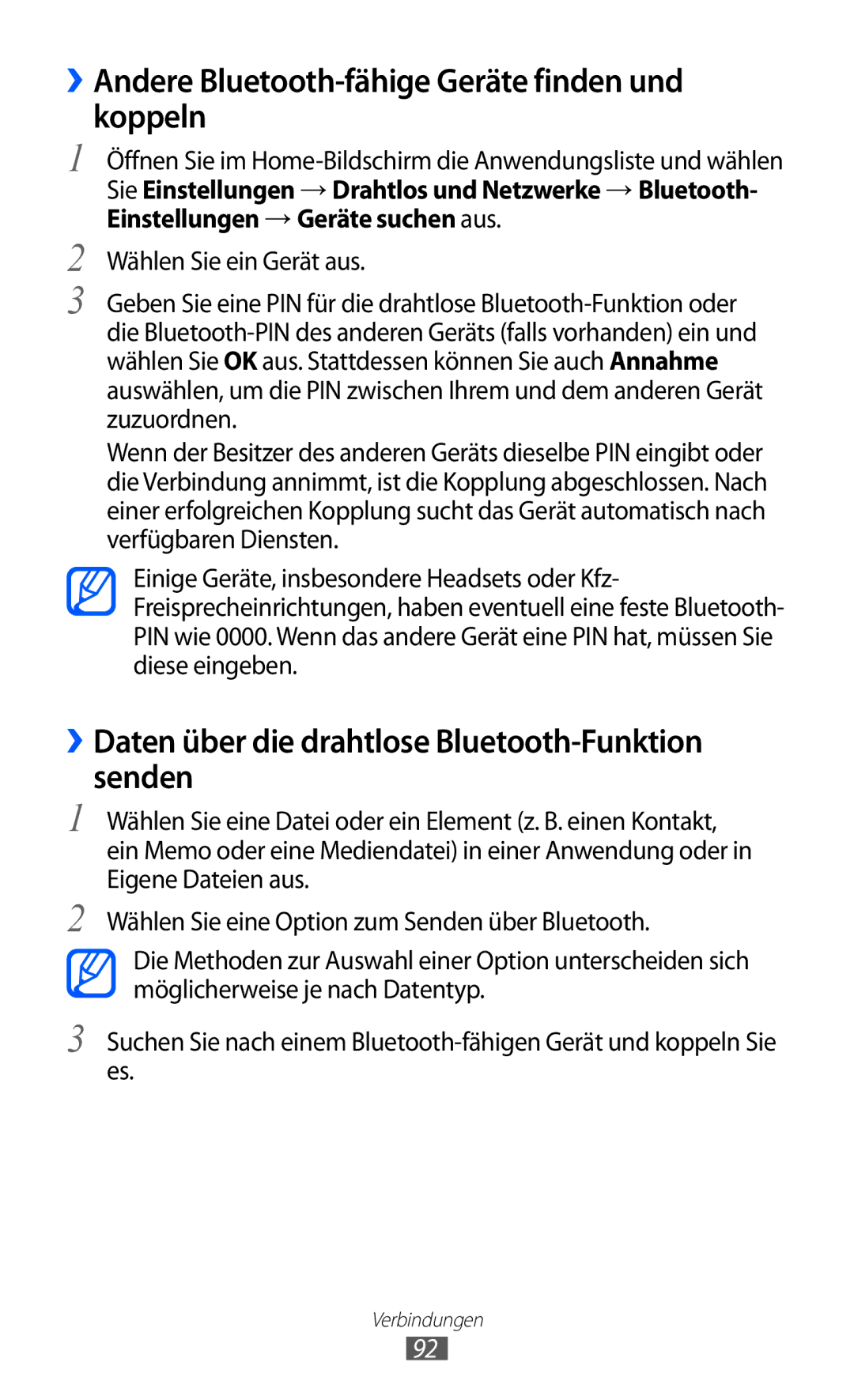 Samsung GT-S6102UWADBT, GT-S6102UWATUR, GT-S6102SKAATO, GT-S6102SKATMN ››Andere Bluetooth-fähige Geräte finden und koppeln 