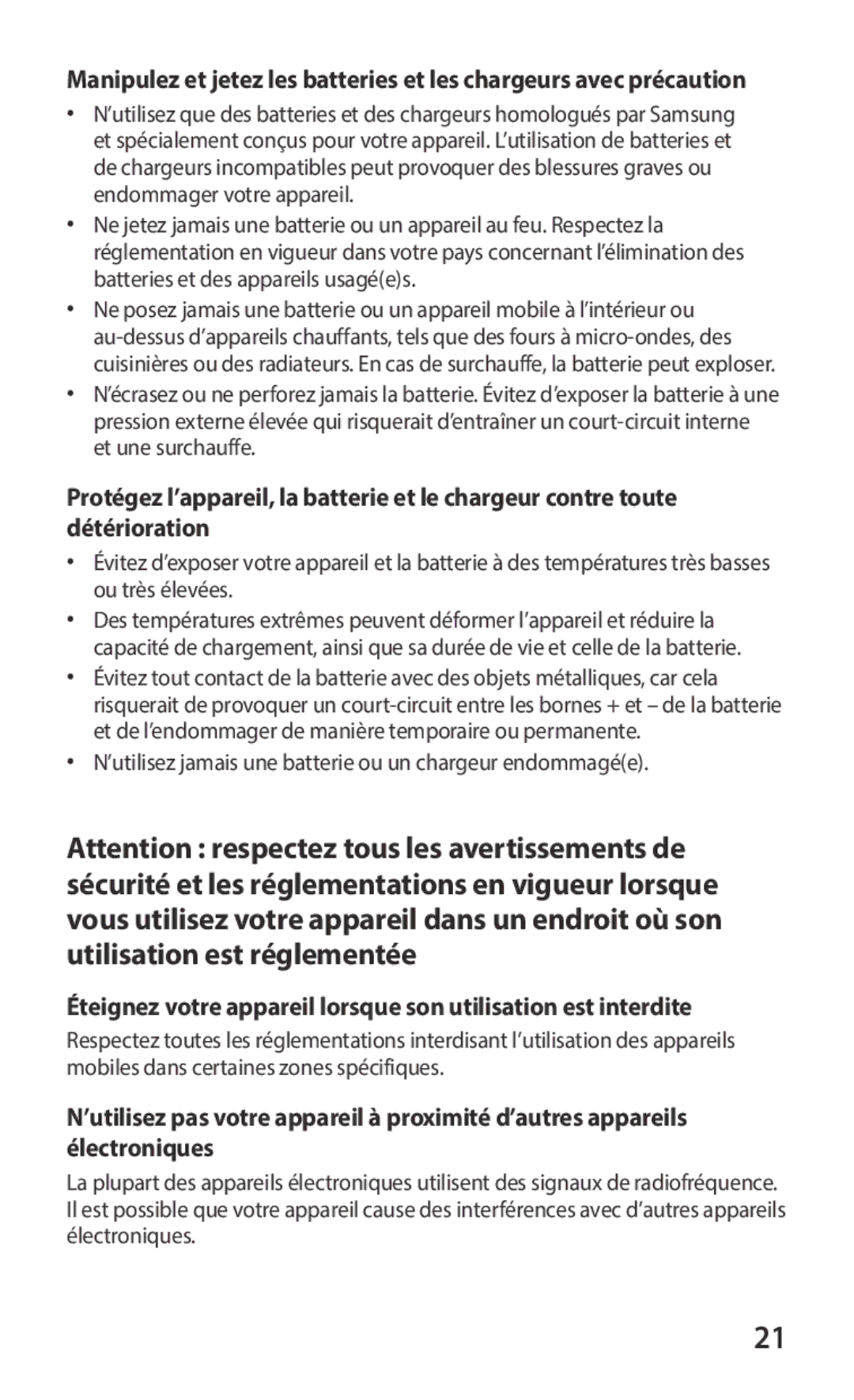 Samsung GT-S6102SKAXEF, GT-S6102UWAXEF manual ’utilisez jamais une batterie ou un chargeur endommagée 