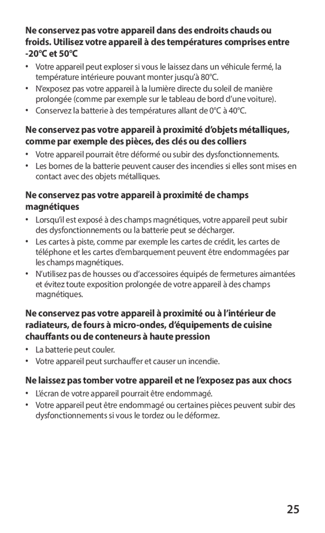 Samsung GT-S6102SKAXEF, GT-S6102UWAXEF manual Conservez la batterie à des températures allant de 0C à 40C 