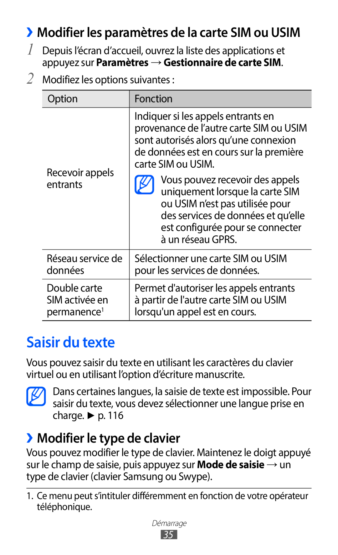 Samsung GT-S6102SKAXEF, GT-S6102UWAXEF manual Saisir du texte, ››Modifier le type de clavier 