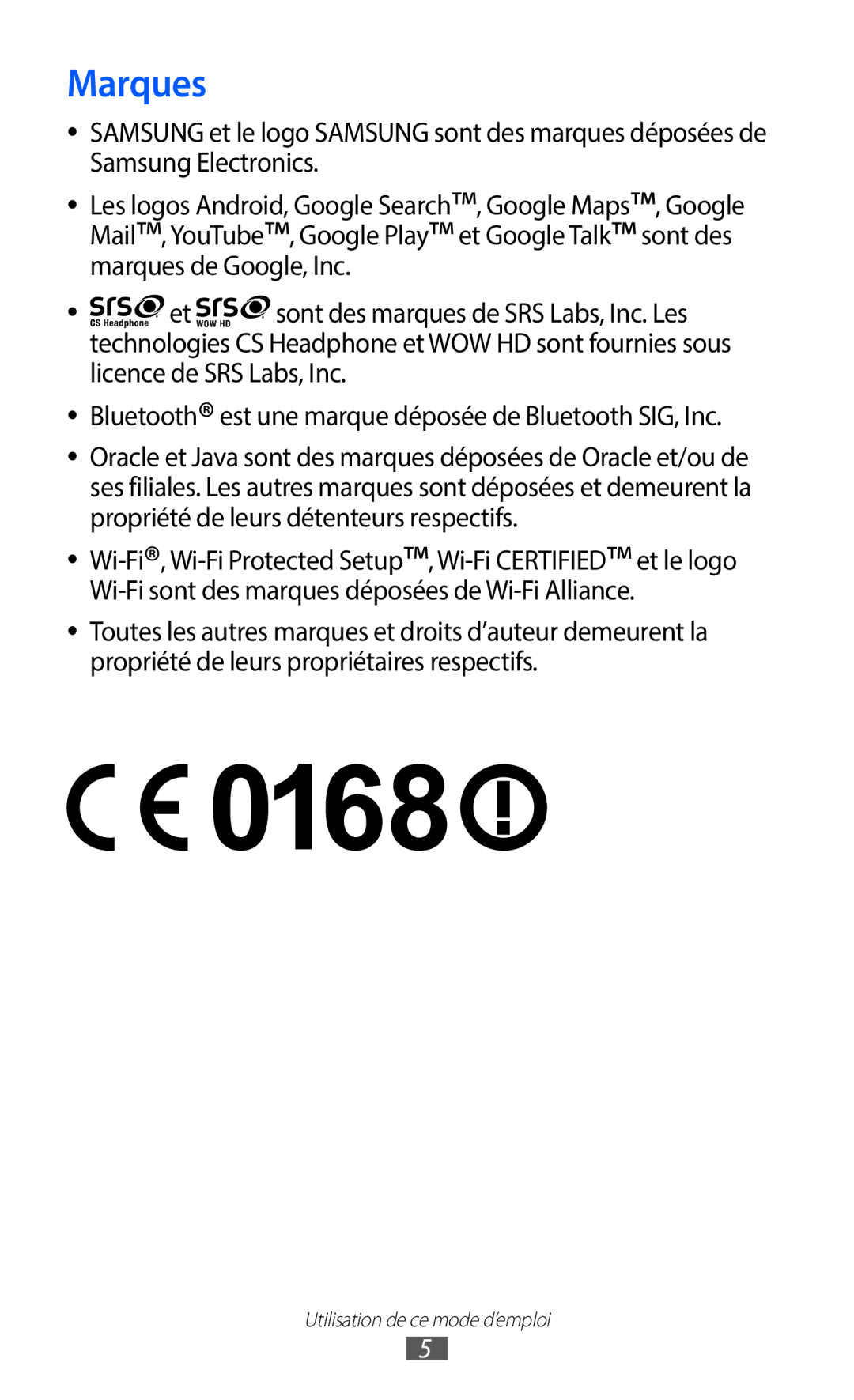 Samsung GT-S6102SKAXEF, GT-S6102UWAXEF manual Marques 