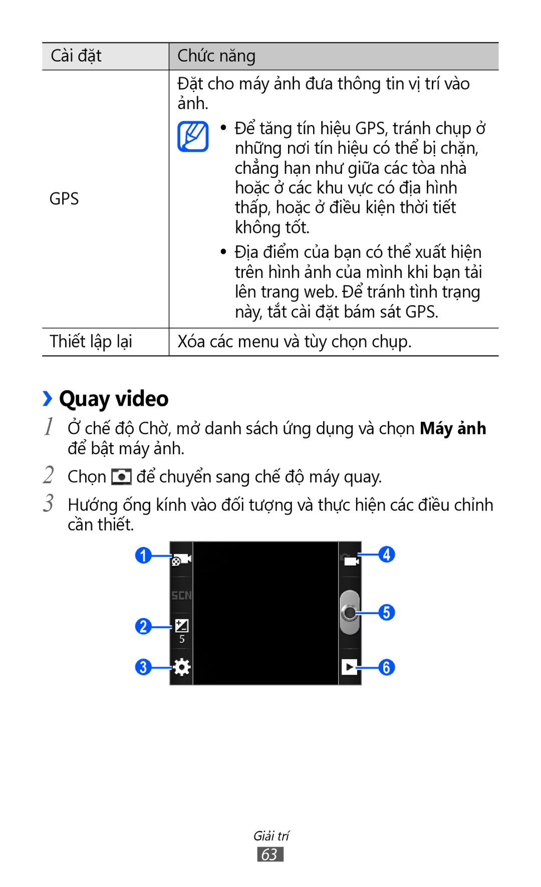 Samsung GT-S6102SKAXEV, GT-S6102UWAXXV, GT-S6102ALAXXV, GT-S6102SKAXXV, GT-S6102TKAXXV, GT-S6102ALAXEV manual ››Quay video, Gps 