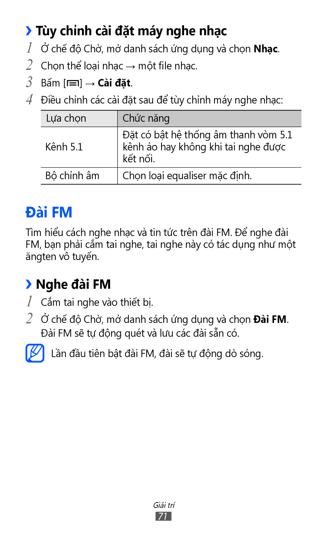 Samsung GT-S6102SKAXEV, GT-S6102UWAXXV, GT-S6102ALAXXV manual Đài FM, ››Tùy chỉnh cài đặt máy nghe nhạc, ››Nghe đài FM 