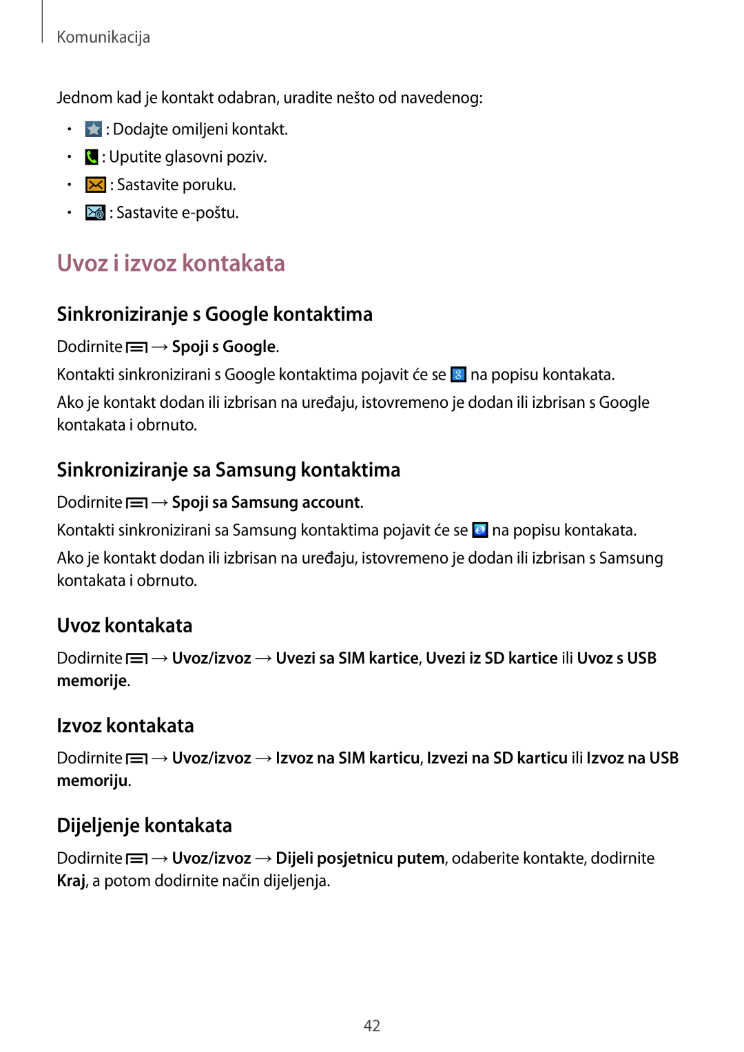 Samsung GT2S6310DBATWO, GT-S6310DBATWO, GT2S6310ZWATRA, GT-S6310ZWATRA, GT2S6310ZWATWO, GT-S6310DBASEE Uvoz i izvoz kontakata 