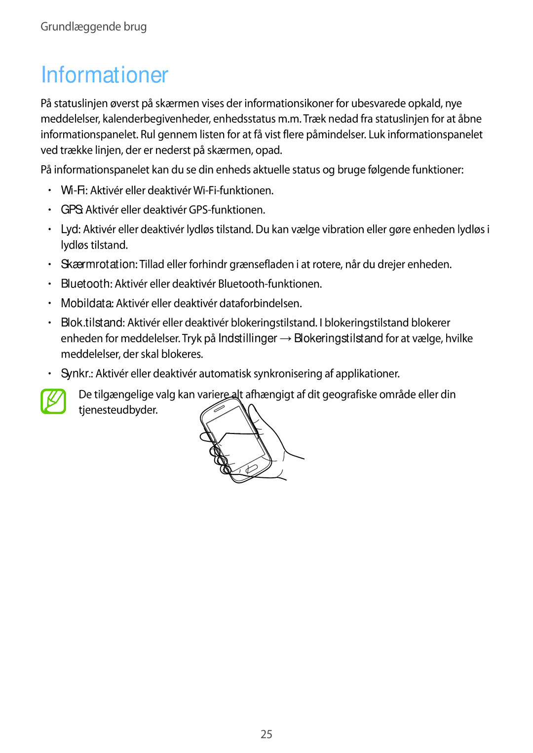 Samsung GT-S6310WRNNEE, GT-S6310DBNNEE, GT-S6310ZWNNEE, GT-S6310MSNNEE manual Informationer 