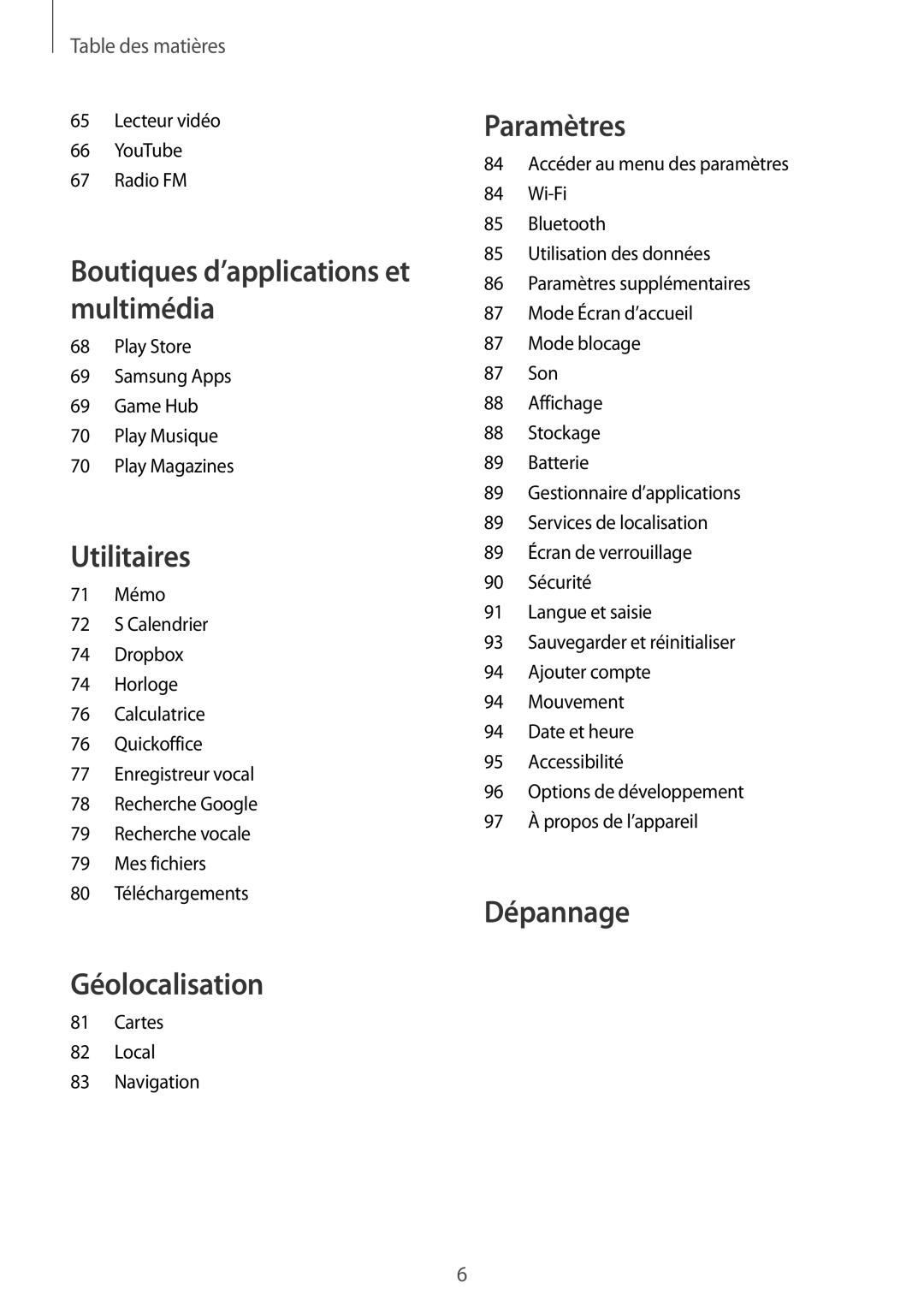 Samsung GT-S6310ZWNXEF, GT-S6310DBNNRJ, GT-S6310DBNXEF, GT-S6310ZWNNRJ, GT-S6310DBNFTM manual Géolocalisation 