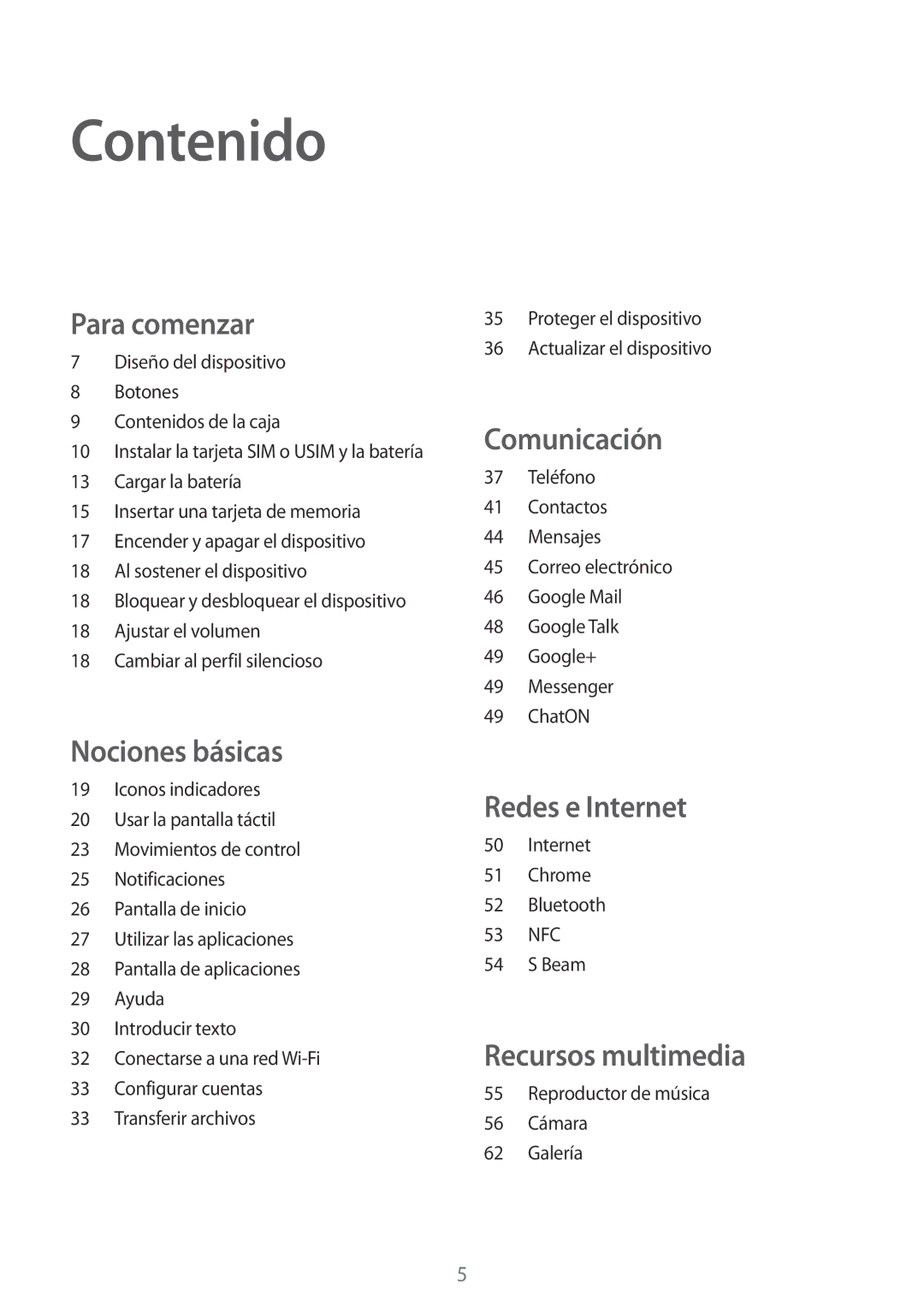 Samsung GT-S6310ZWNXEC, GT-S6310MSNDBT, GT-S6310ZWNITV, GT-S6310DBNXEC, GT-S6310ZWNAMO manual Contenido, Para comenzar 