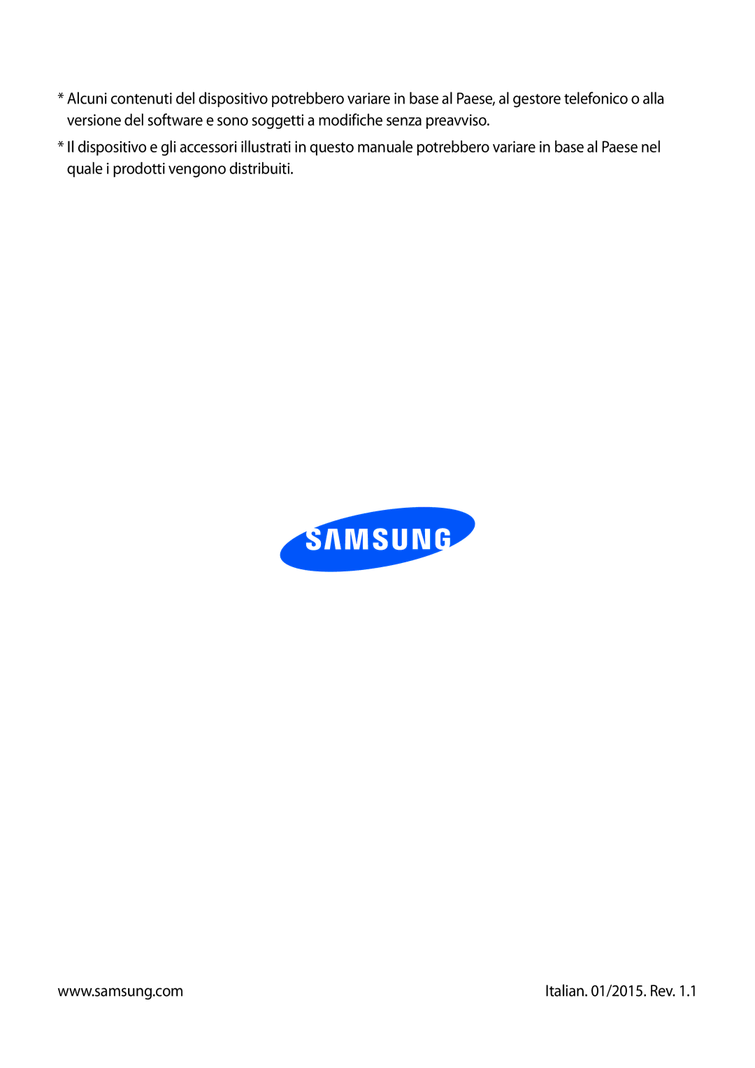 Samsung GT-S6310MSNTIM, GT-S6310MSNITV, GT-S6310DBNITV, GT-S6310ZWNITV, GT-S6310ZWNWIN, GT-S6310MSNWIN manual Italian /2015. Rev 