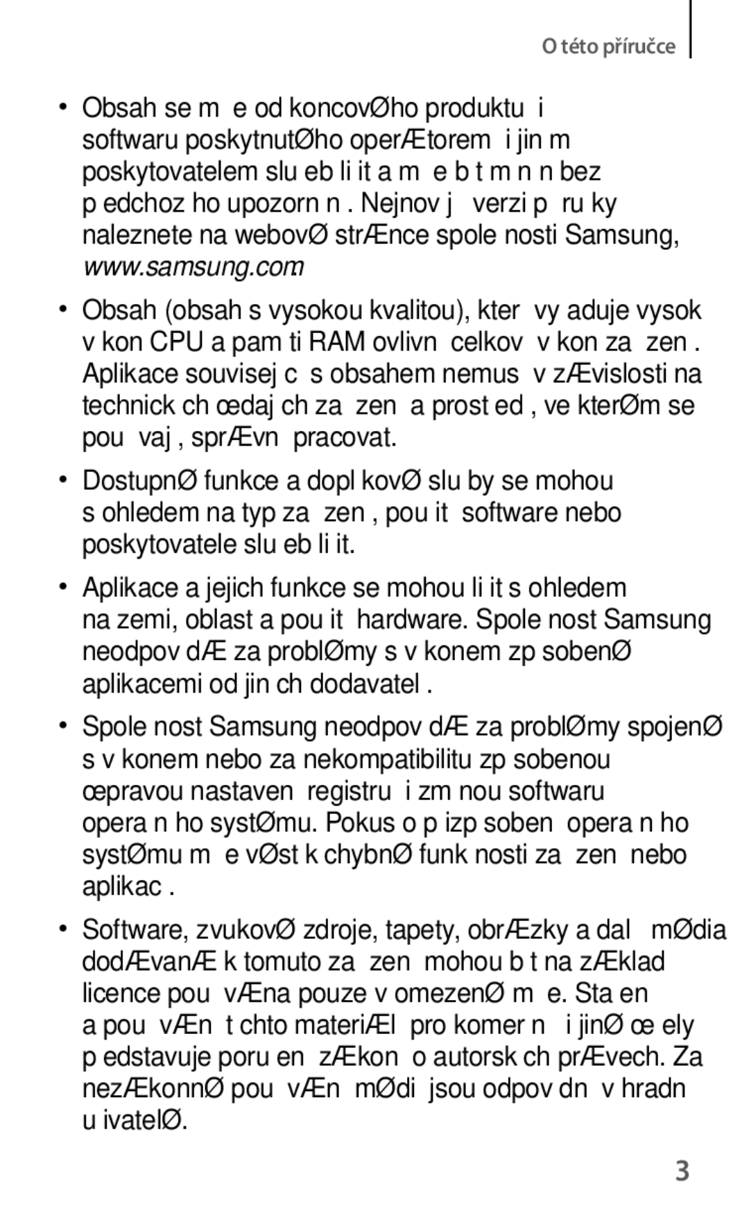 Samsung GT-S6310DBNORS, GT-S6310ZWNTPL, GT-S6310MSNTRG, GT2S6310ZWNTMS, GT-S6310DBNIDE, GT-S6310DBNSWC manual Této příručce 