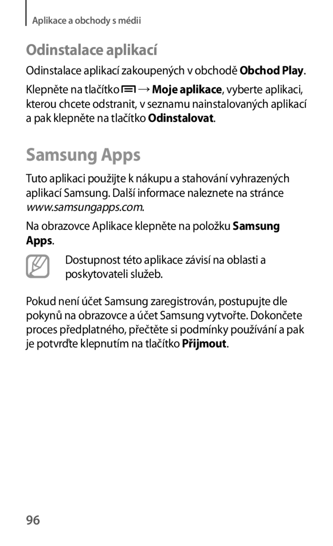 Samsung GT-S6310WRNETL, GT-S6310ZWNTPL, GT-S6310MSNTRG manual Na obrazovce Aplikace klepněte na položku Samsung Apps 