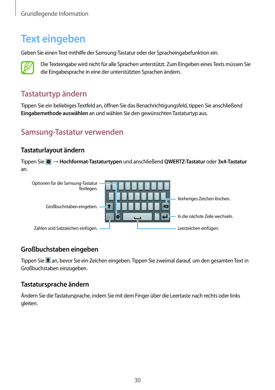 Samsung GT-S6312ZWATPH, GT2S6312ZWADBT, GT2S6312DBADBT manual Text eingeben, Tastaturtyp ändern, Samsung-Tastatur verwenden 