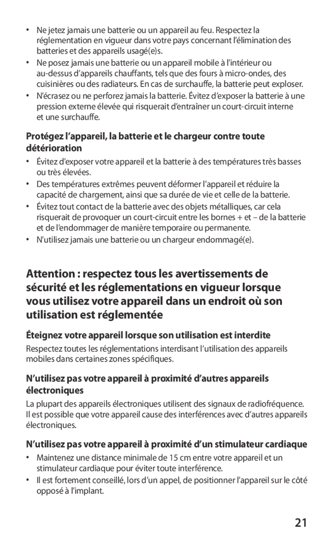 Samsung GT-S6500ZYAFTM, GT-S6500HAAXEF, GT-S6500XKSNRJ manual ’utilisez jamais une batterie ou un chargeur endommagée 