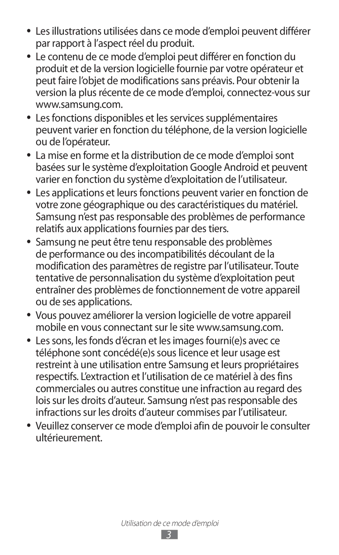 Samsung GT-S6500ZYAFTM, GT-S6500HAAXEF, GT-S6500XKSNRJ, GT-S6500ZYAXEF, GT-S6500XKAFTM manual Utilisation de ce mode d’emploi 