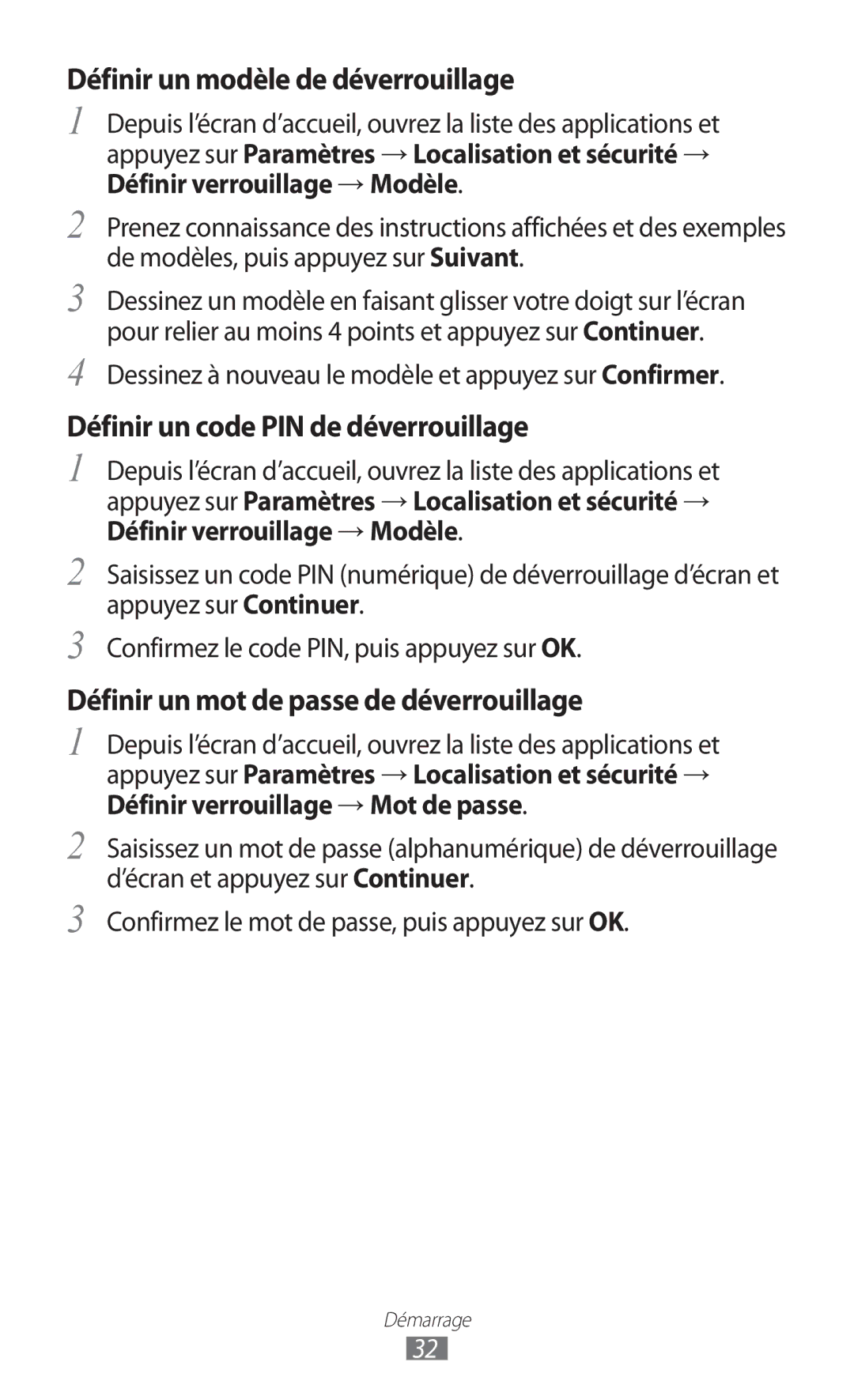 Samsung GT-S6500XKSXEF, GT-S6500HAAXEF, GT-S6500XKSNRJ, GT-S6500ZYAXEF, GT-S6500ZYAFTM Définir un modèle de déverrouillage 