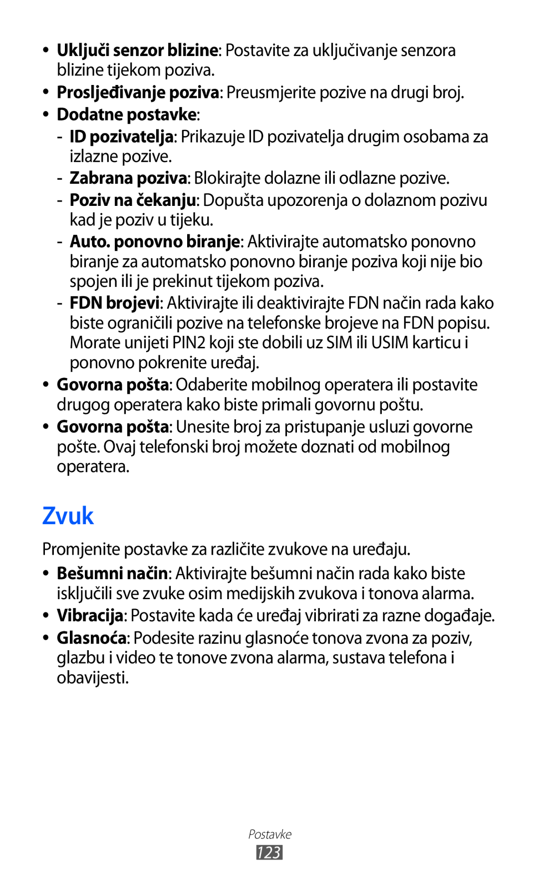 Samsung GT-S6500ZYDBON, GT-S6500HADTWO, GT2S6500HADVIP manual Zvuk, Promjenite postavke za različite zvukove na uređaju 