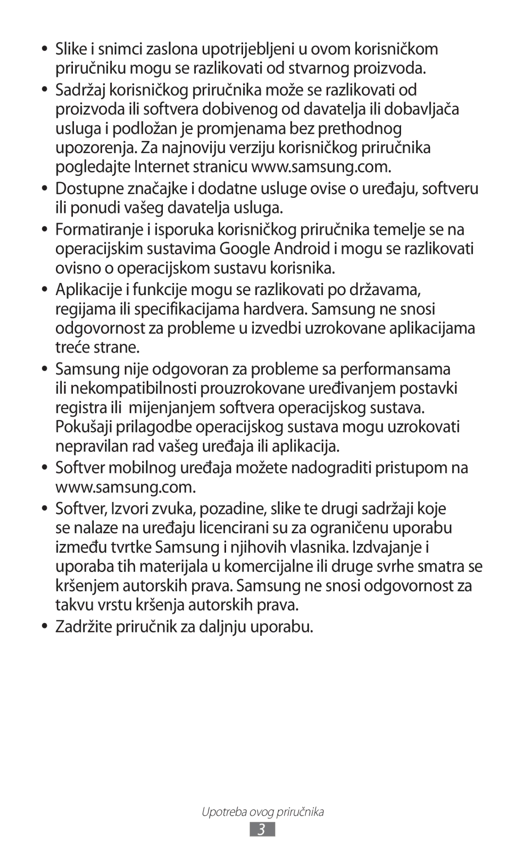 Samsung GT-S6500HADVIP, GT-S6500HADTWO, GT2S6500HADVIP, GT-S6500ZYDBON, GT2S6500ZYDCRO Zadržite priručnik za daljnju uporabu 