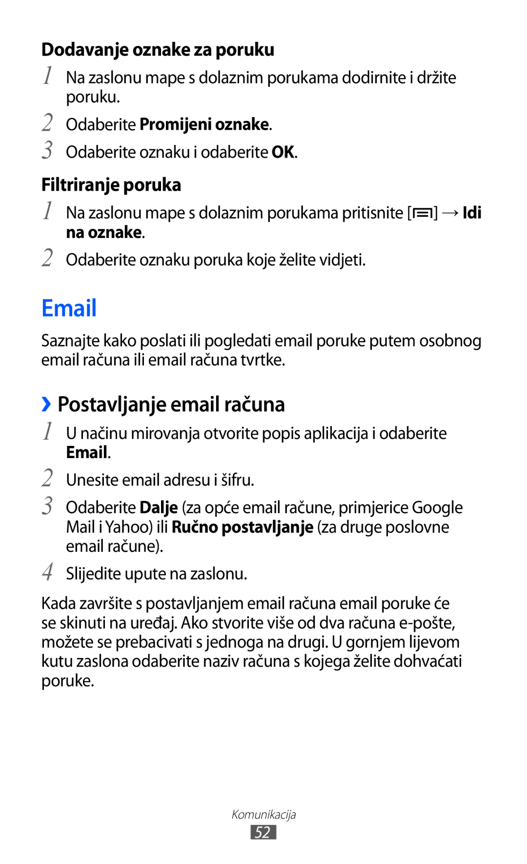 Samsung GT-S6500HAAVIP ››Postavljanje email računa, Odaberite Promijeni oznake, Odaberite oznaku i odaberite OK, Na oznake 