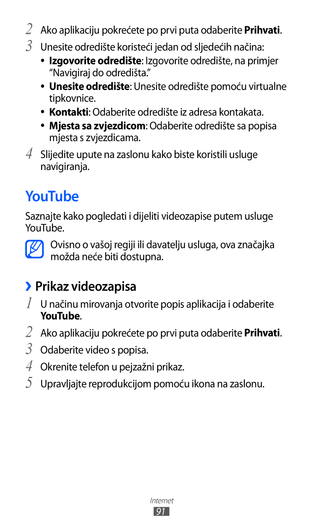 Samsung GT-S6500HADVIP, GT-S6500HADTWO, GT2S6500HADVIP, GT-S6500ZYDBON, GT2S6500ZYDCRO manual YouTube, ››Prikaz videozapisa 