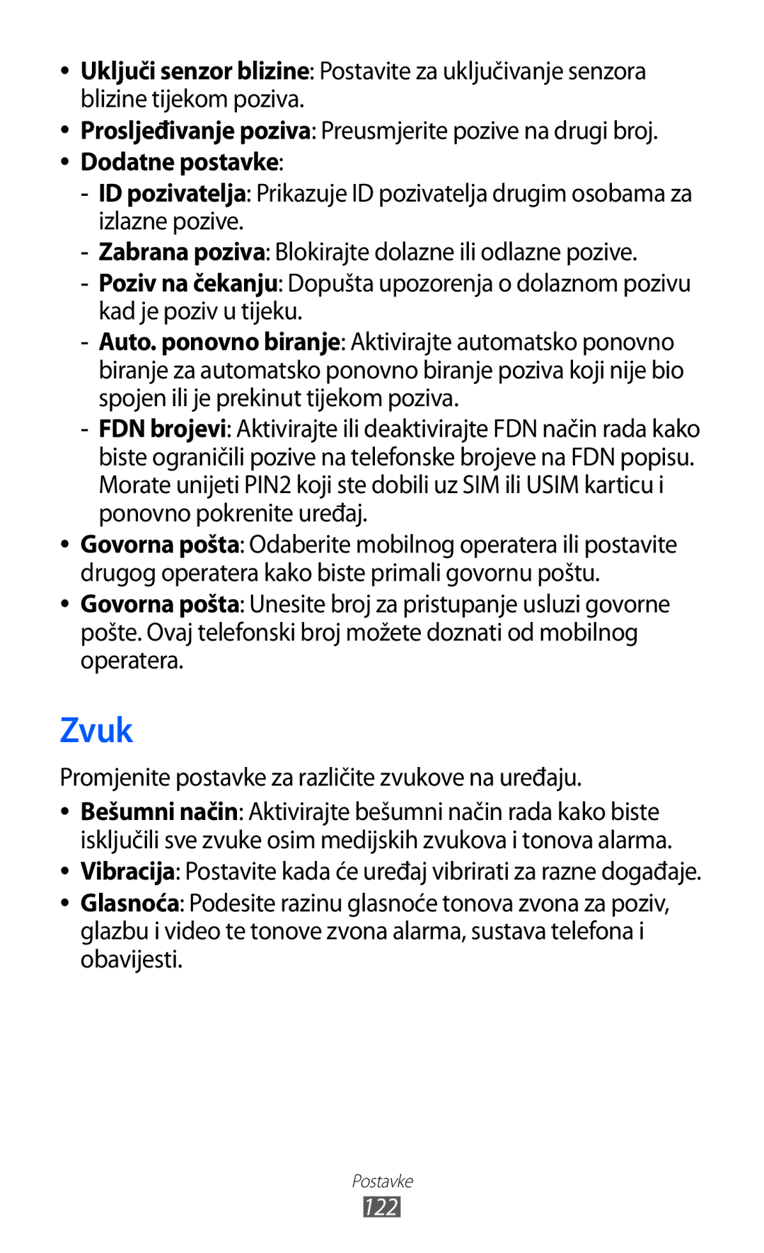 Samsung GT-S6500HADVIP, GT-S6500HADTWO, GT2S6500HADVIP manual Zvuk, Promjenite postavke za različite zvukove na uređaju 