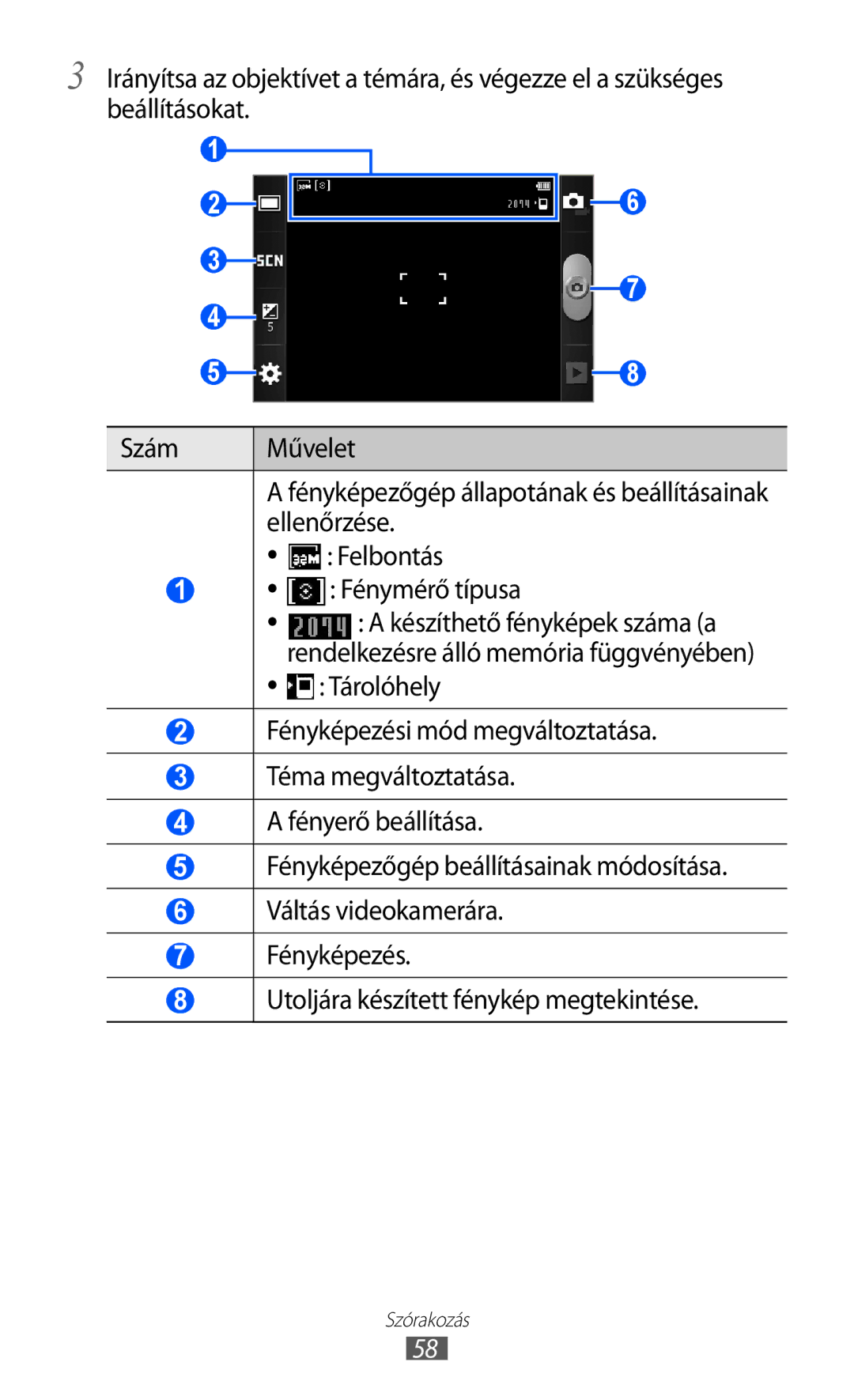 Samsung GT-S6500ZYDTRG, GT-S6500RWAVGR Ellenőrzése, Felbontás, Fénymérő típusa, Készíthető fényképek száma a, Tárolóhely 