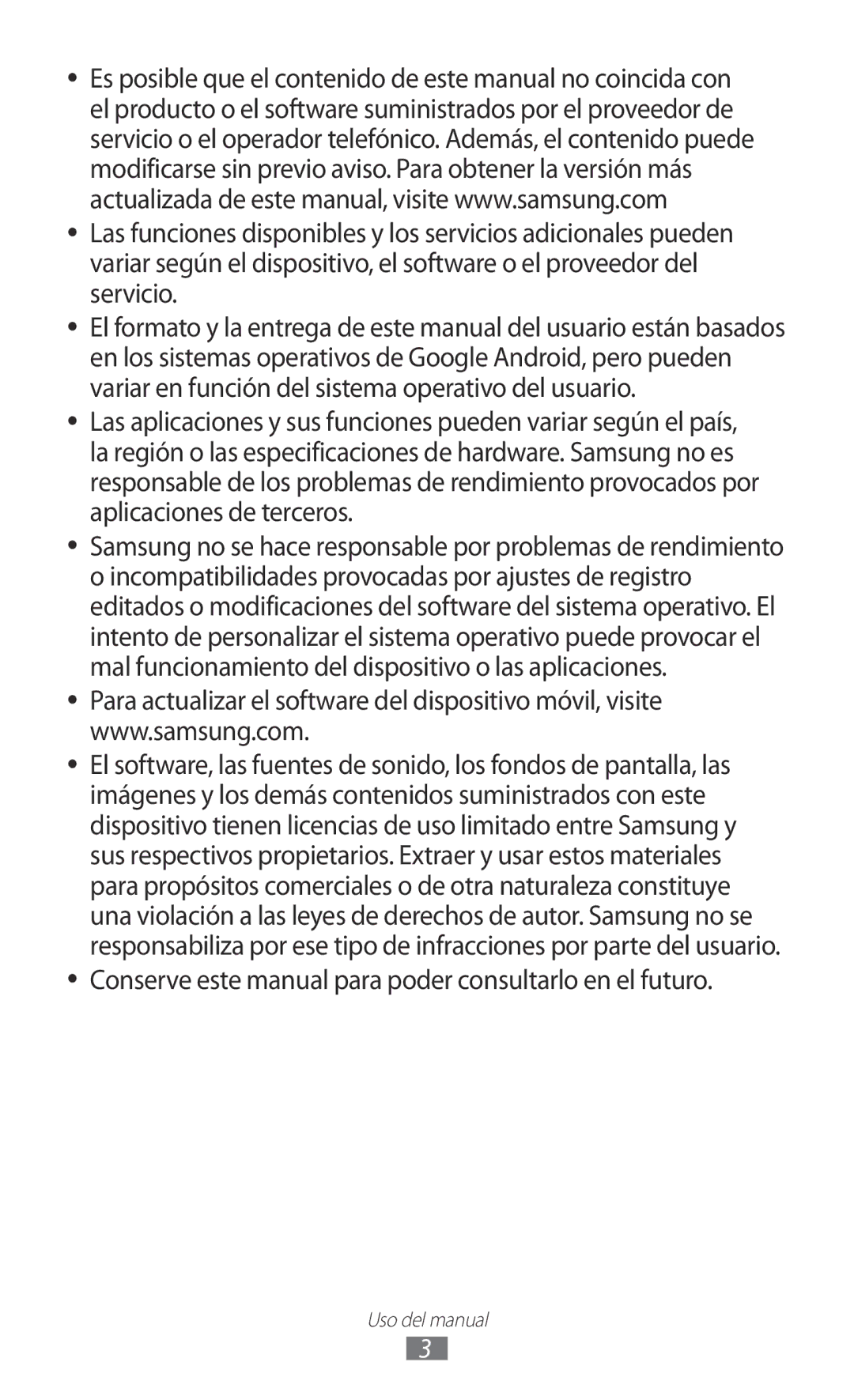 Samsung GT-S6500XKAITV, GT-S6500RWDTMN, GT-S6500RWAITV Conserve este manual para poder consultarlo en el futuro 