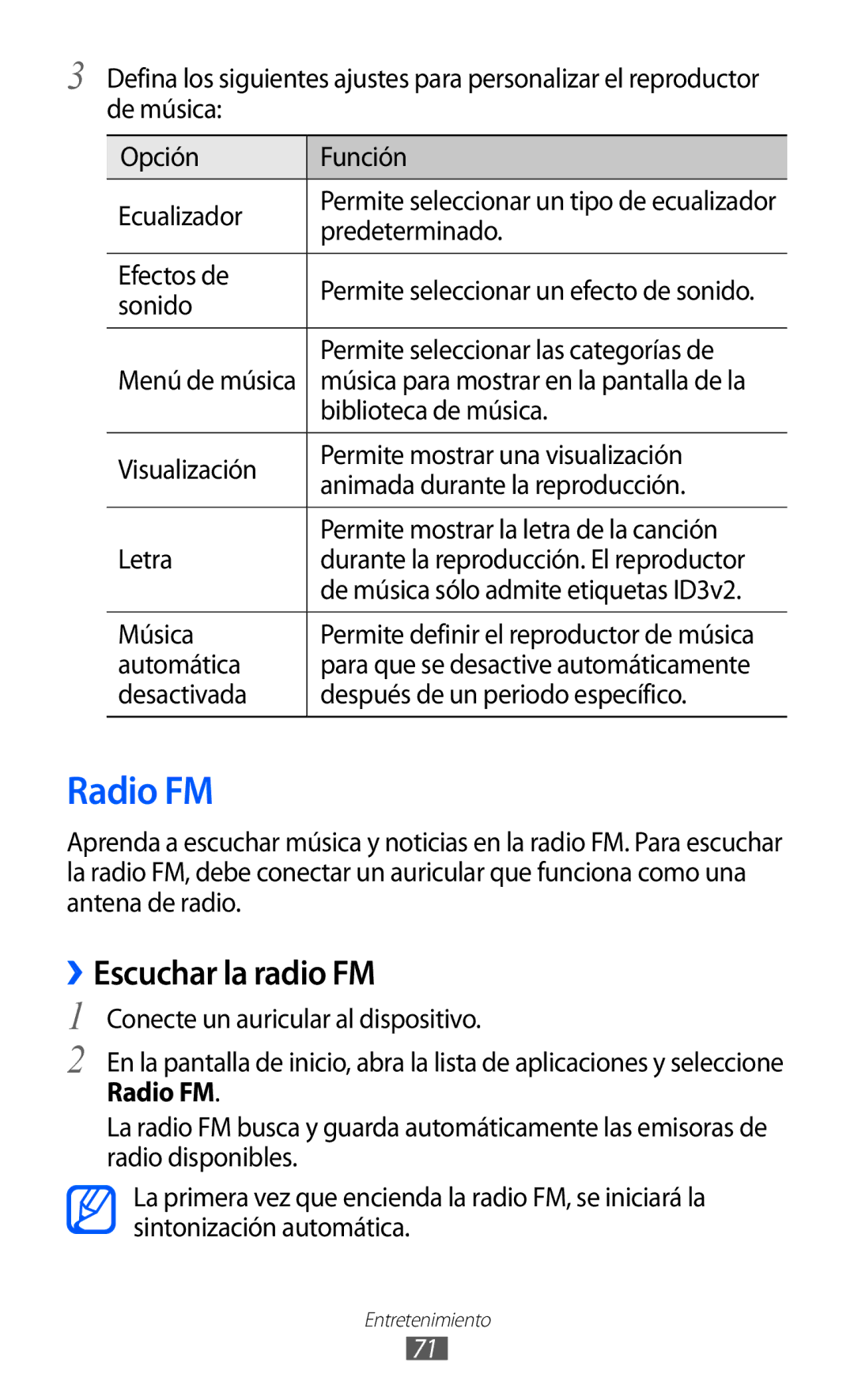 Samsung GT-S6500ZYADBT, GT-S6500RWDTMN, GT-S6500RWAITV, GT-S6500XKADBT, GT-S6500XKAITV manual Radio FM, ››Escuchar la radio FM 