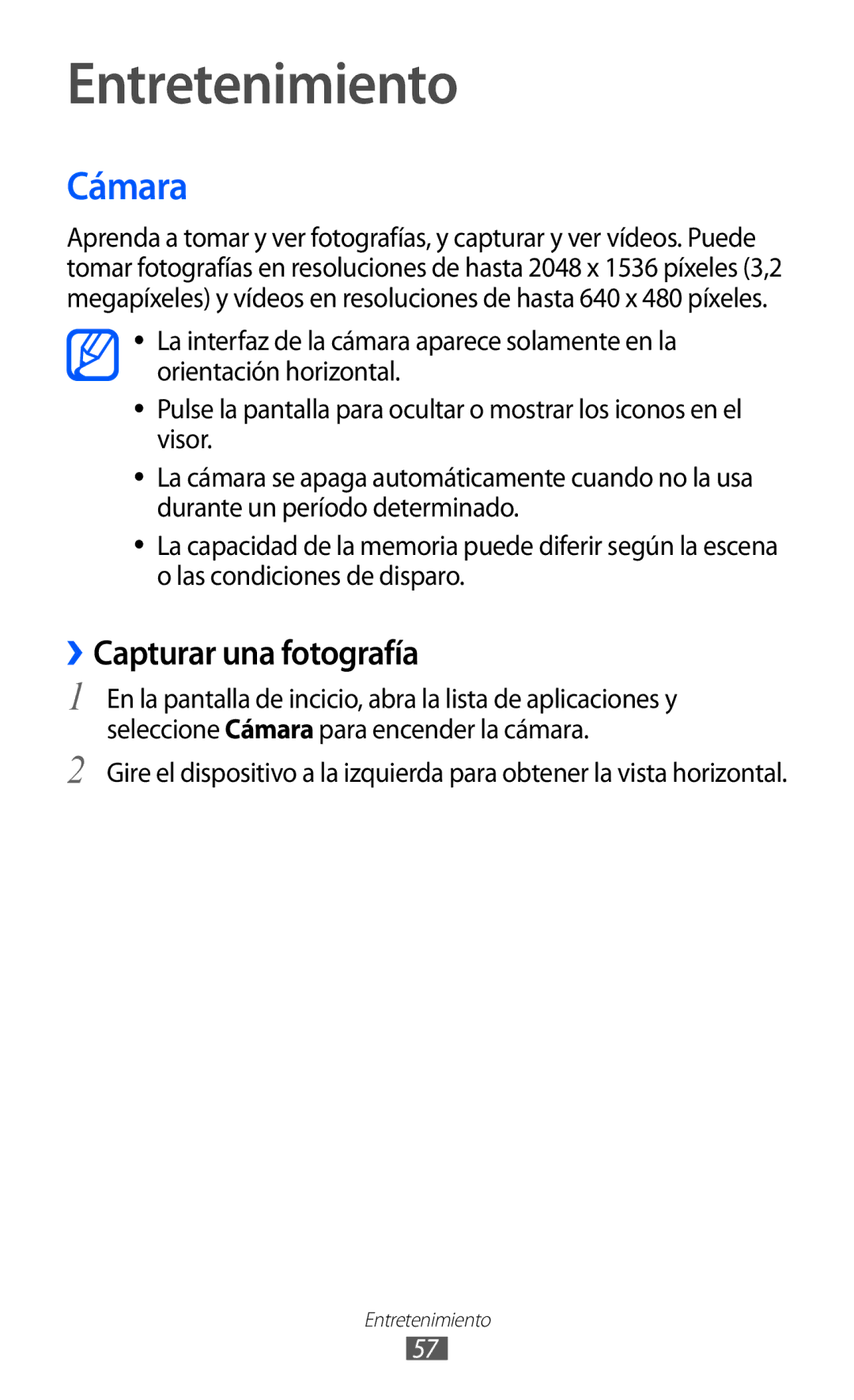 Samsung GT-S6500ZYDTPH, GT-S6500RWDTMN, GT-S6500RWAITV, GT-S6500XKADBT Entretenimiento, Cámara, ››Capturar una fotografía 