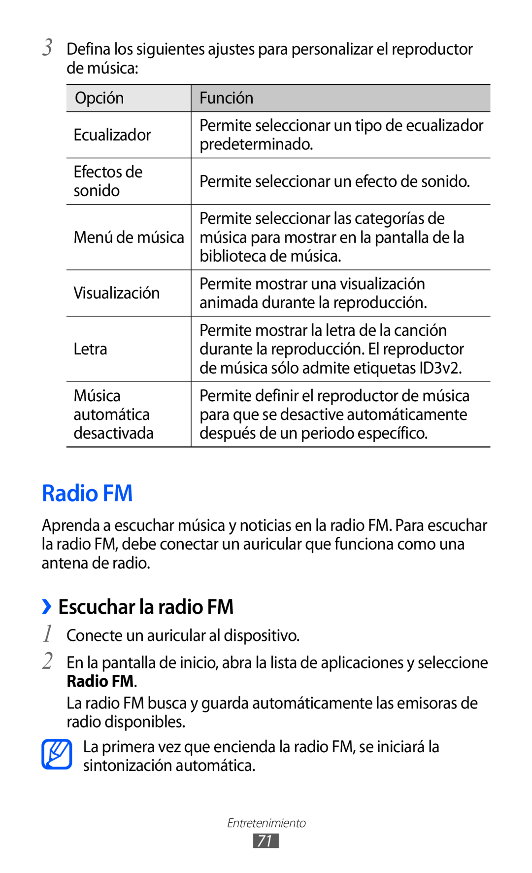 Samsung GT-S6500ZYADBT, GT-S6500RWDTMN, GT-S6500RWAITV, GT-S6500XKADBT, GT-S6500XKAITV manual Radio FM, ››Escuchar la radio FM 