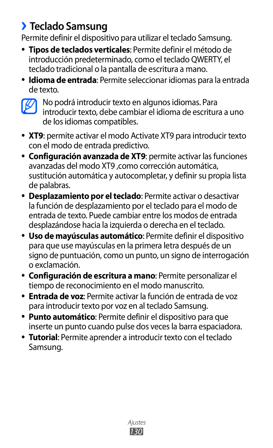 Samsung GT-S6500RWDTMN, GT-S6500ZYDXEC, GT-S6500ZYDMOP, GT-S6500ZYDCOA, GT-S6500ZYDVDP, GT-S6500ZYDTPH ››Teclado Samsung, 130 