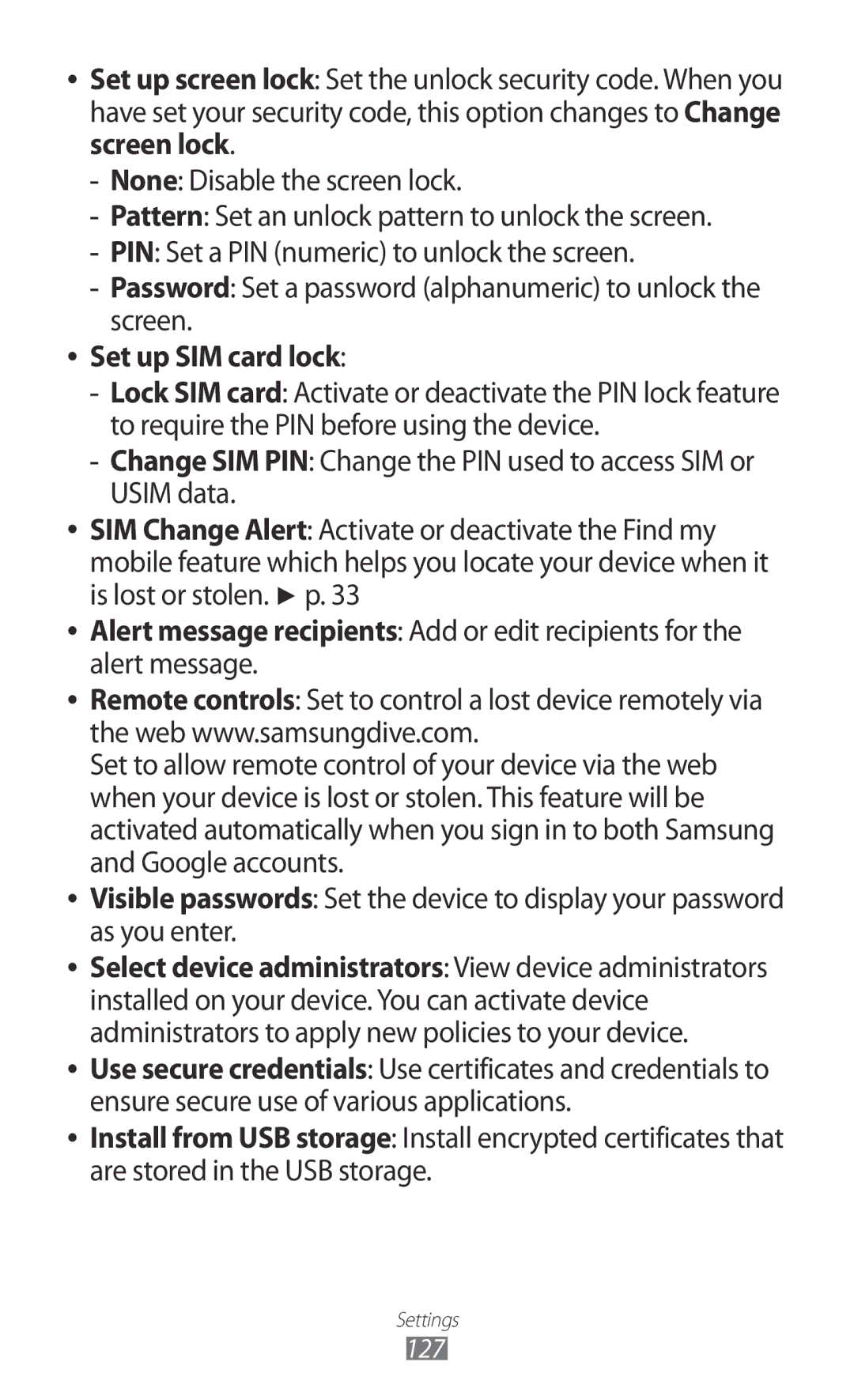 Samsung GT-S6500RWDMEO, GT-S6500RWDTUR, GT-S6500HADDBT, GT-S6500RWAVGR, GT-S6500ZYDTMN, GT-S6500XKAVGR Set up SIM card lock 