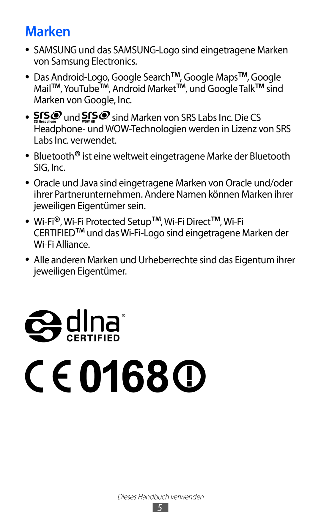 Samsung GT-S6500RWDTMN, GT-S6500RWDTUR, GT-S6500HADDBT, GT-S6500RWAVGR, GT-S6500ZYDTMN, GT-S6500XKAVGR, GT-S6500XKAATO Marken 