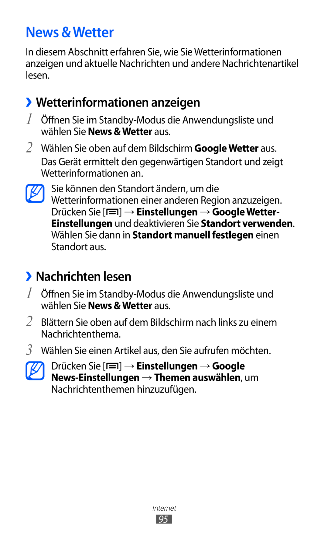 Samsung GT-S6500XKAVGR News & Wetter, ››Wetterinformationen anzeigen, ››Nachrichten lesen, Nachrichtenthemen hinzuzufügen 
