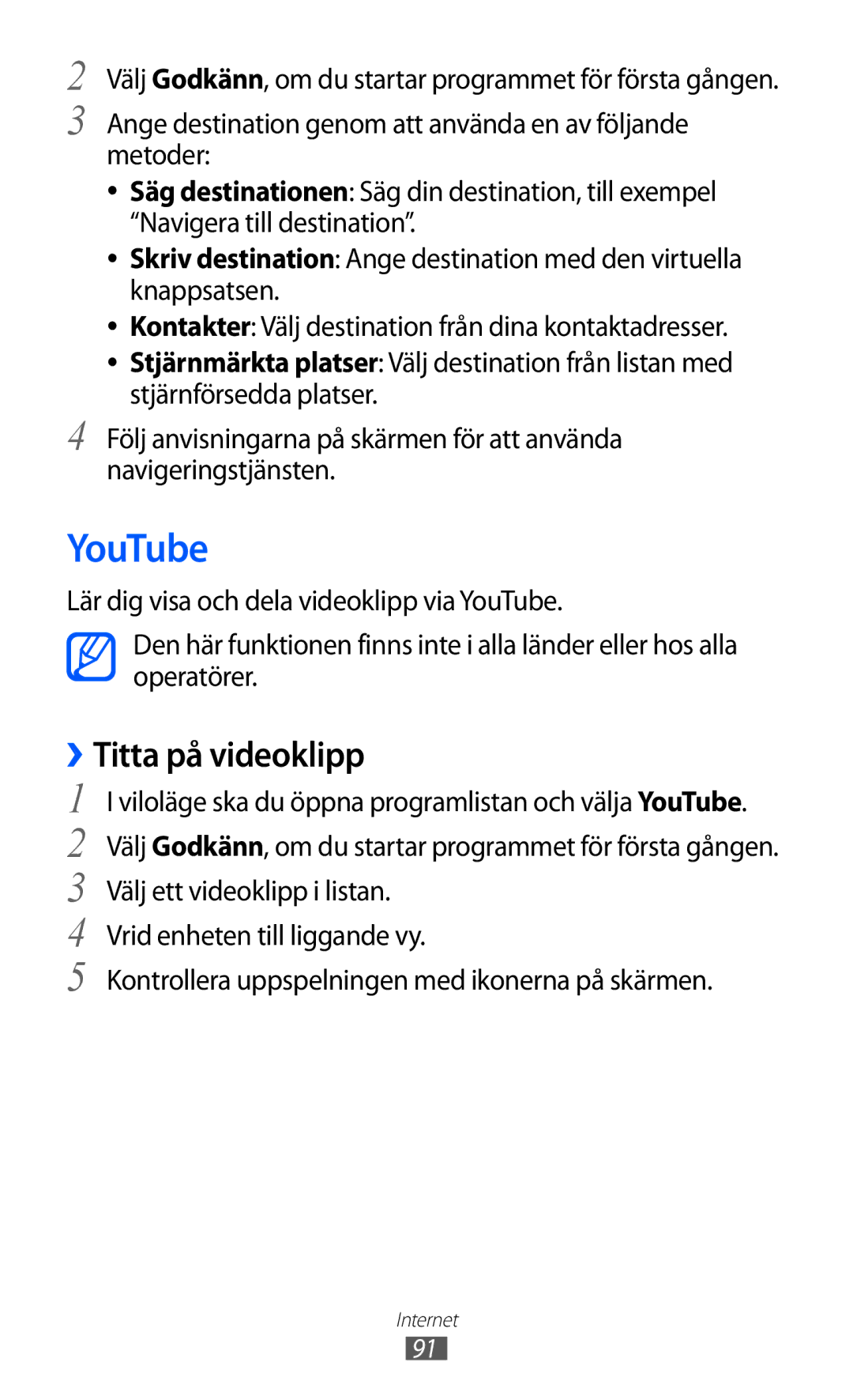 Samsung GT-S6500ZYANEE, GT-S6500XKANEE manual YouTube, ››Titta på videoklipp 