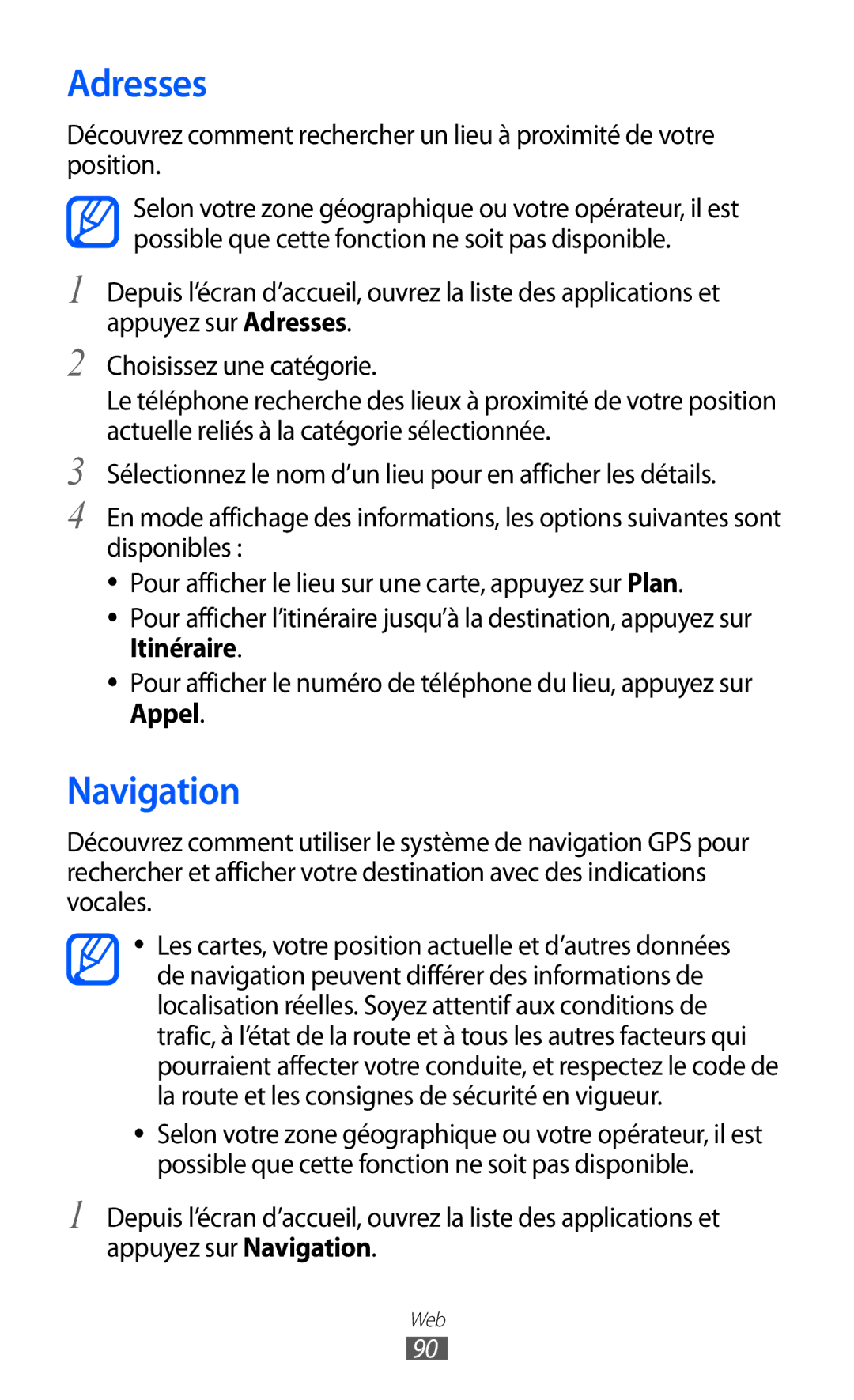 Samsung GT-S6500HADBGL, GT-S6500ZYDBGL, GT-S6500ZYDMTL, GT2S6500ZYDMTL, GT2S6500ZYDBGL manual Adresses, Navigation 