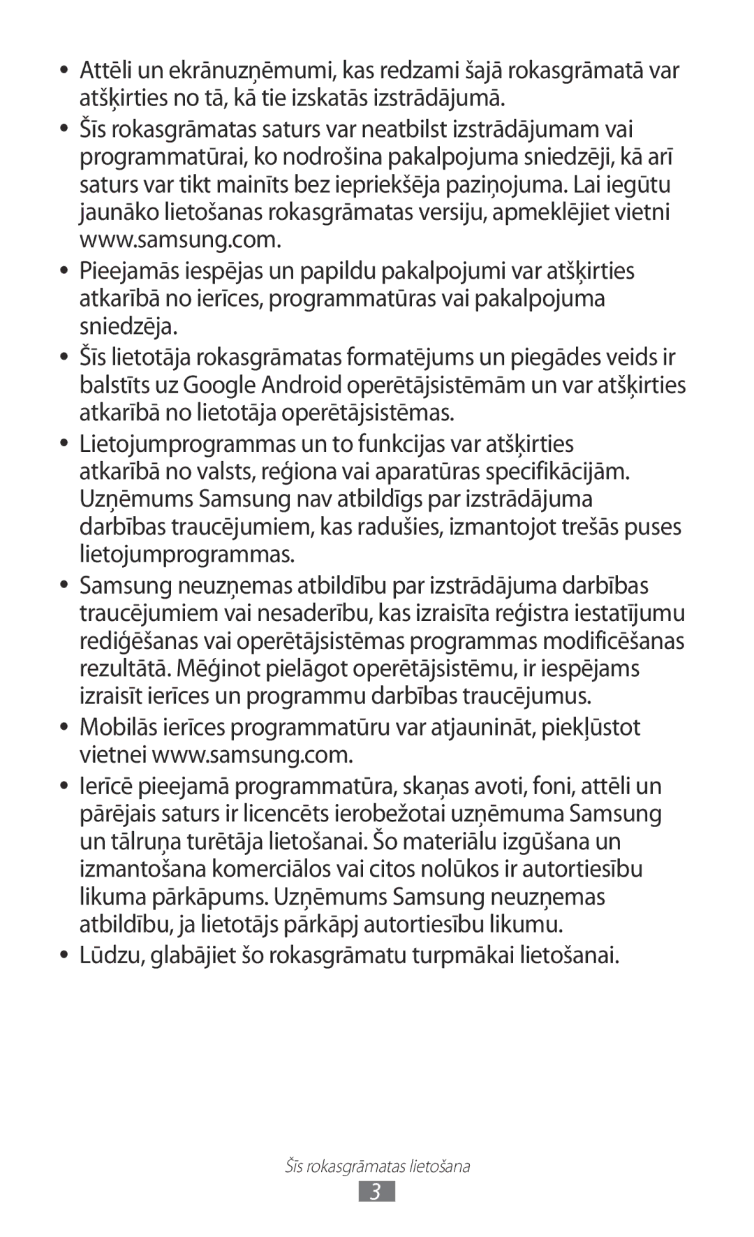 Samsung GT-S6500ZYDSEB, GT-S6500RWDSEB manual Lūdzu, glabājiet šo rokasgrāmatu turpmākai lietošanai 