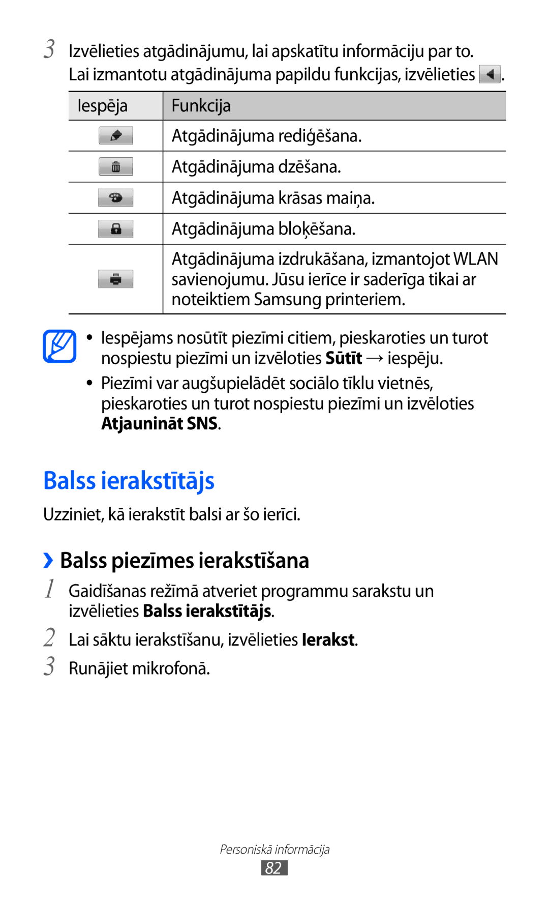 Samsung GT-S6500RWDSEB manual Balss ierakstītājs, ››Balss piezīmes ierakstīšana, Uzziniet, kā ierakstīt balsi ar šo ierīci 