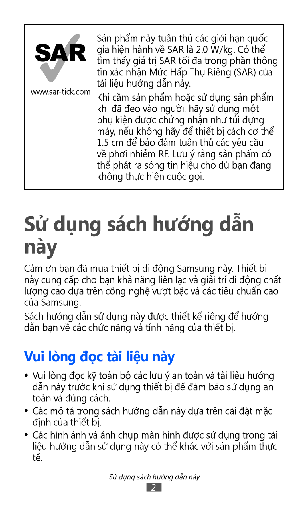 Samsung GT-S6500ZYDXXV manual Sử dụng sách hướng dẫn này, Vui lòng đọc tài liệu này 