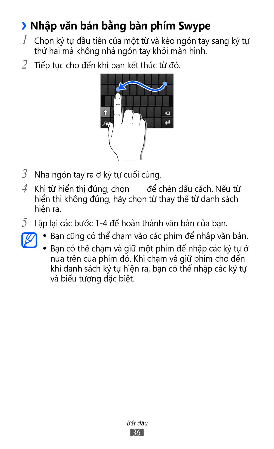 Samsung GT-S6500ZYDXXV manual ››Nhập văn bả̉n bằng bàn phím Swype 