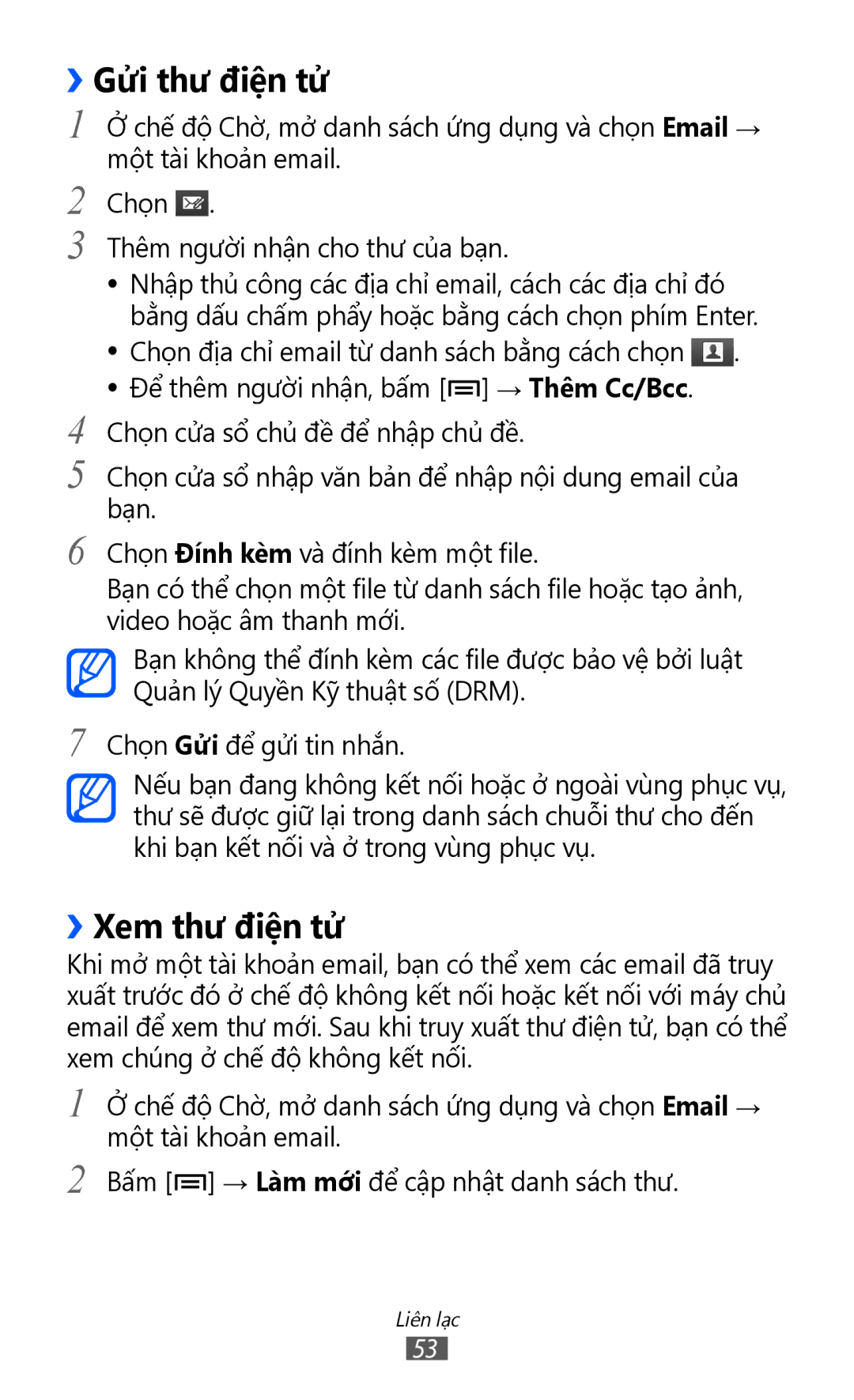 Samsung GT-S6500ZYDXXV manual ››Gửi thư điện tử 