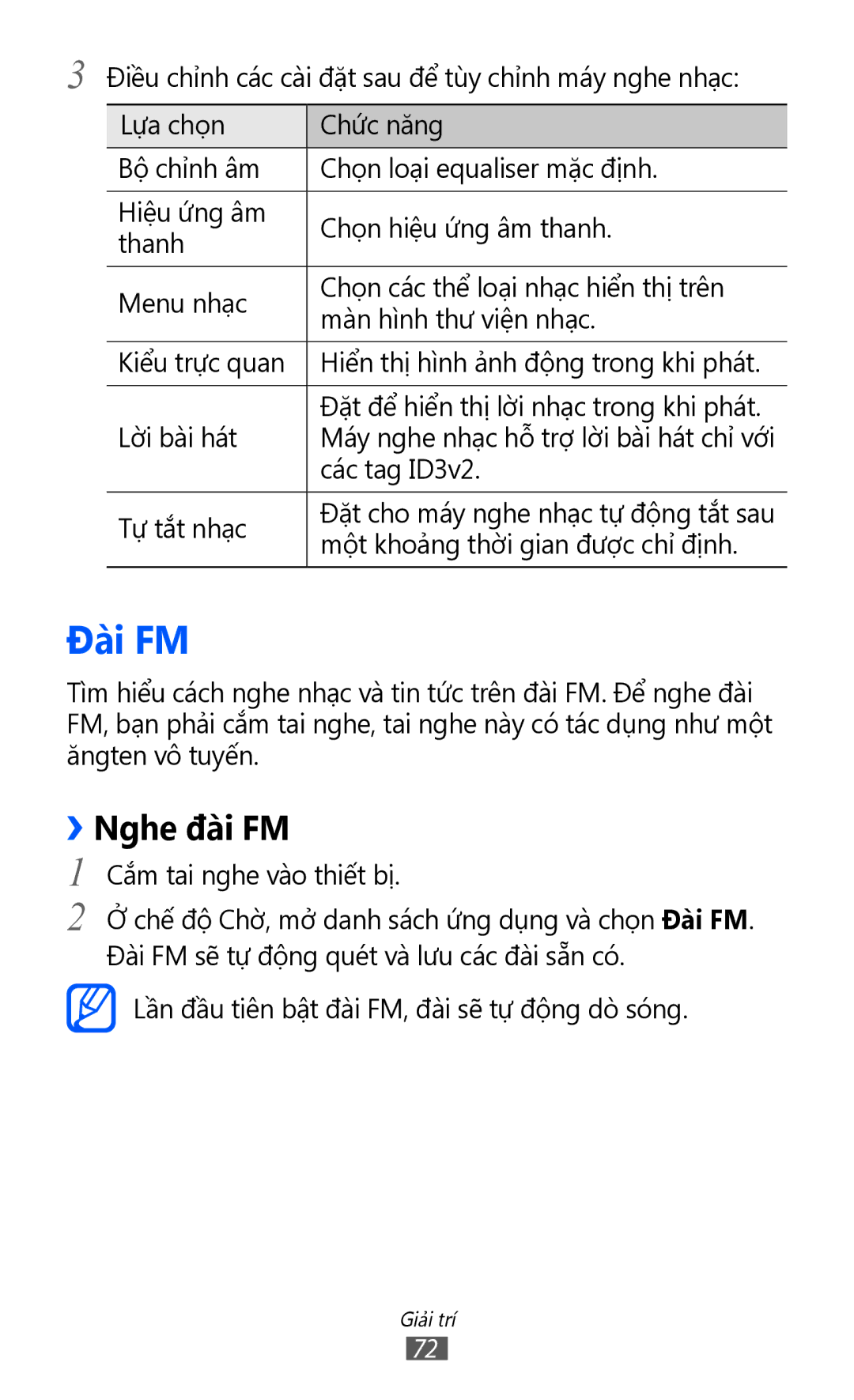 Samsung GT-S6500ZYDXXV manual Đài FM, ››Nghe đài FM 