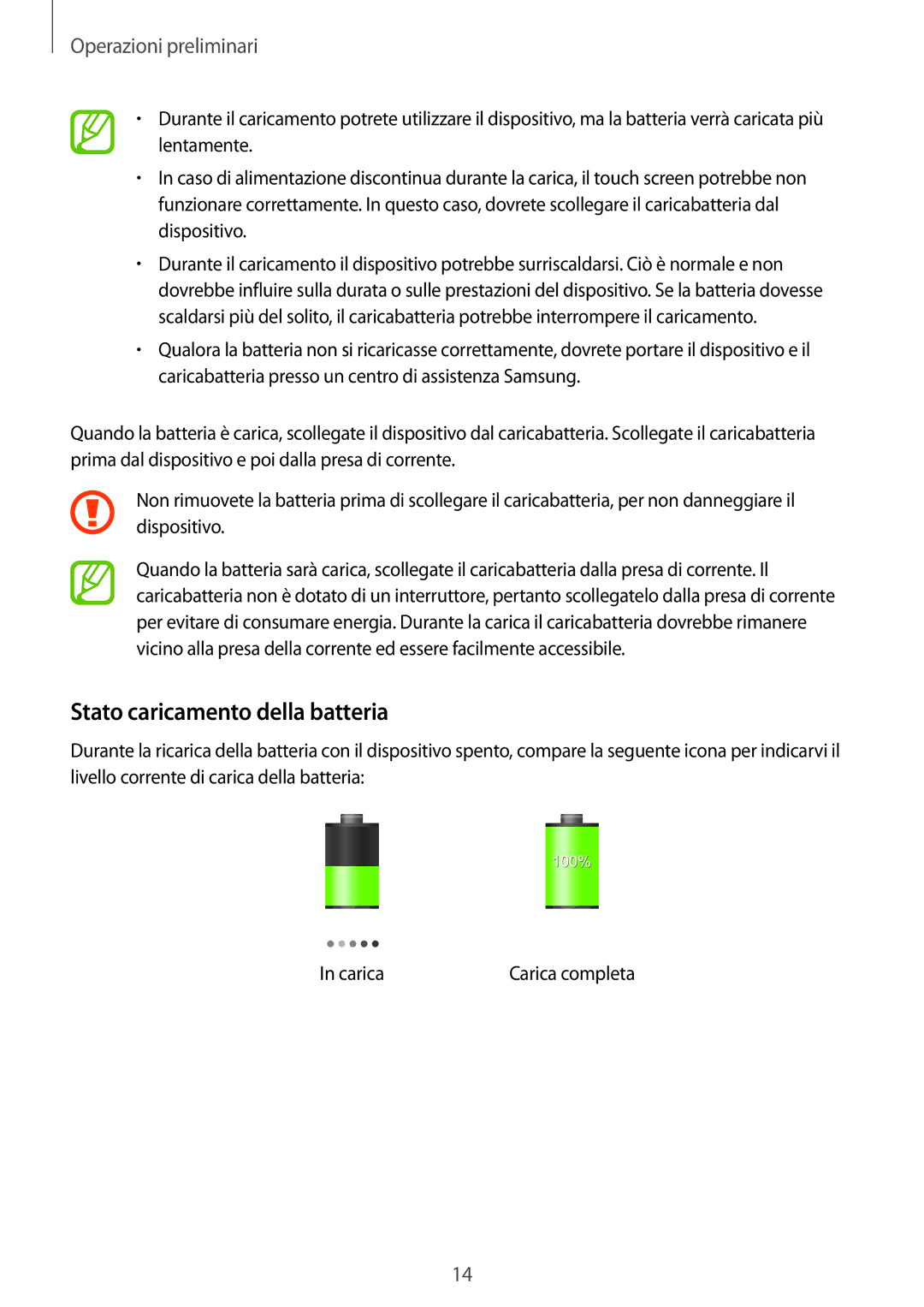 Samsung GT-S6790PWNOMN, GT-S6790MKNITV, GT-S6790MKNOMN, GT-S6790MKNTIM, GT-S6790PWNWIN manual Stato caricamento della batteria 