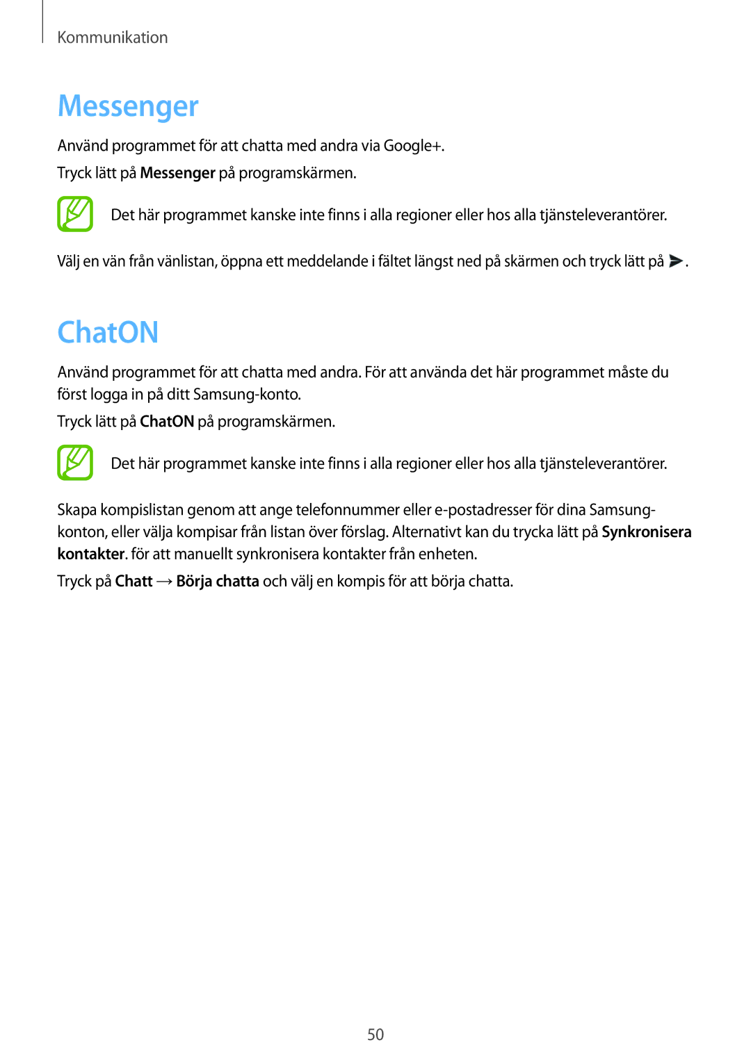 Samsung GT-S6790MKNNEE, GT-S6790PWNNEE manual Messenger, ChatON 