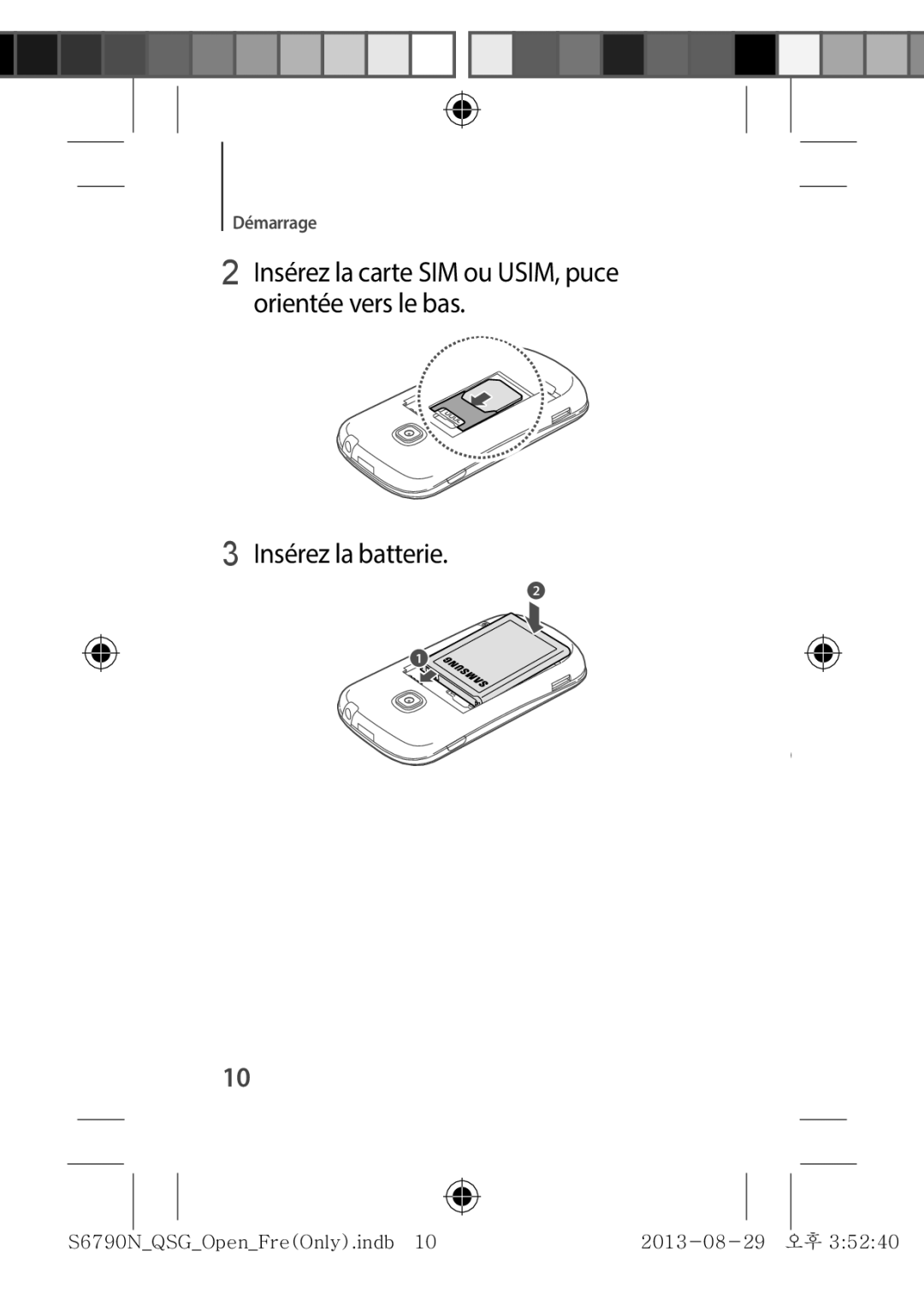 Samsung GT-S6790ZWYXEF, GT-S6790MKNSFR, GT-S6790PWNSFR, GT-S6790MKNXEF, GT-S6790PWNXEF manual Démarrage 