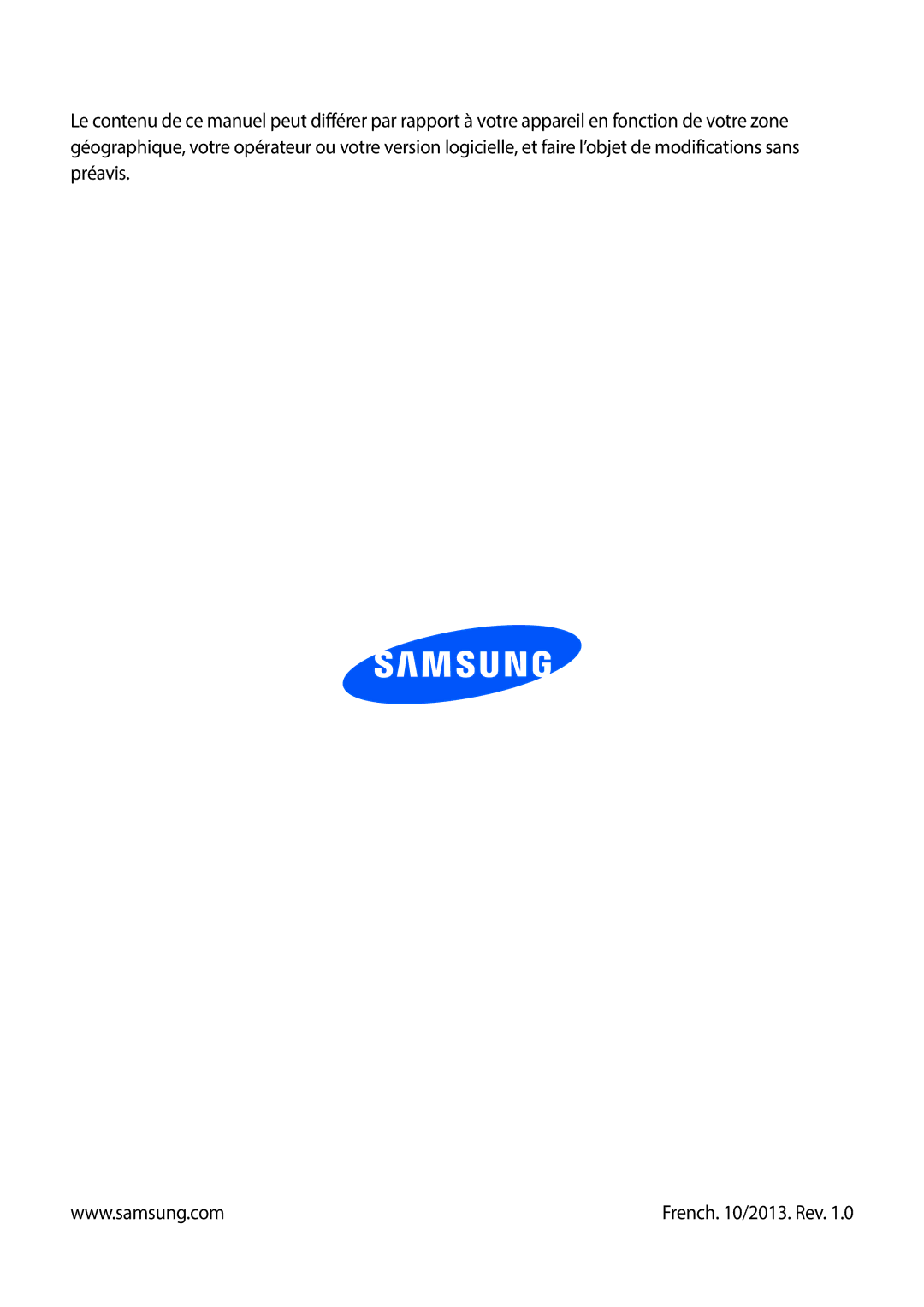 Samsung GT-S6790PWNSFR, GT-S6790MKNSFR, GT-S6790ZWYXEF, GT-S6790MKNXEF, GT-S6790PWNXEF manual French /2013. Rev 