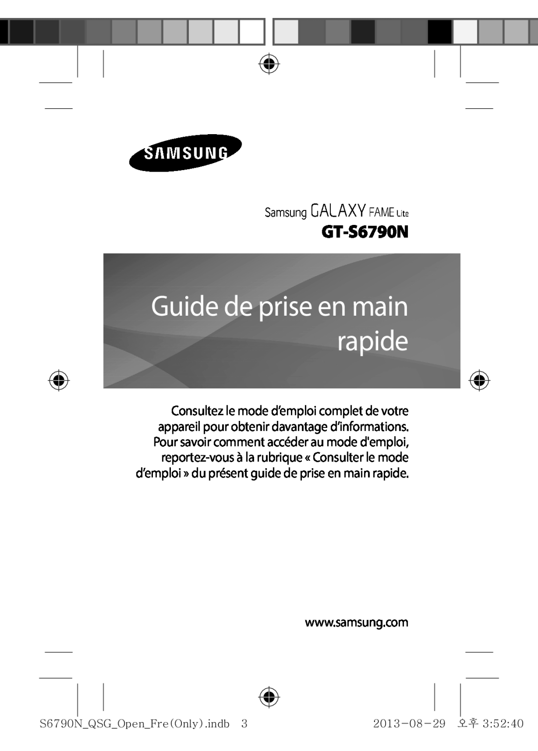 Samsung GT-S6790PWNSFR, GT-S6790MKNSFR, GT-S6790ZWYXEF, GT-S6790MKNXEF manual Guide de prise en main rapide, GT-S6790N 