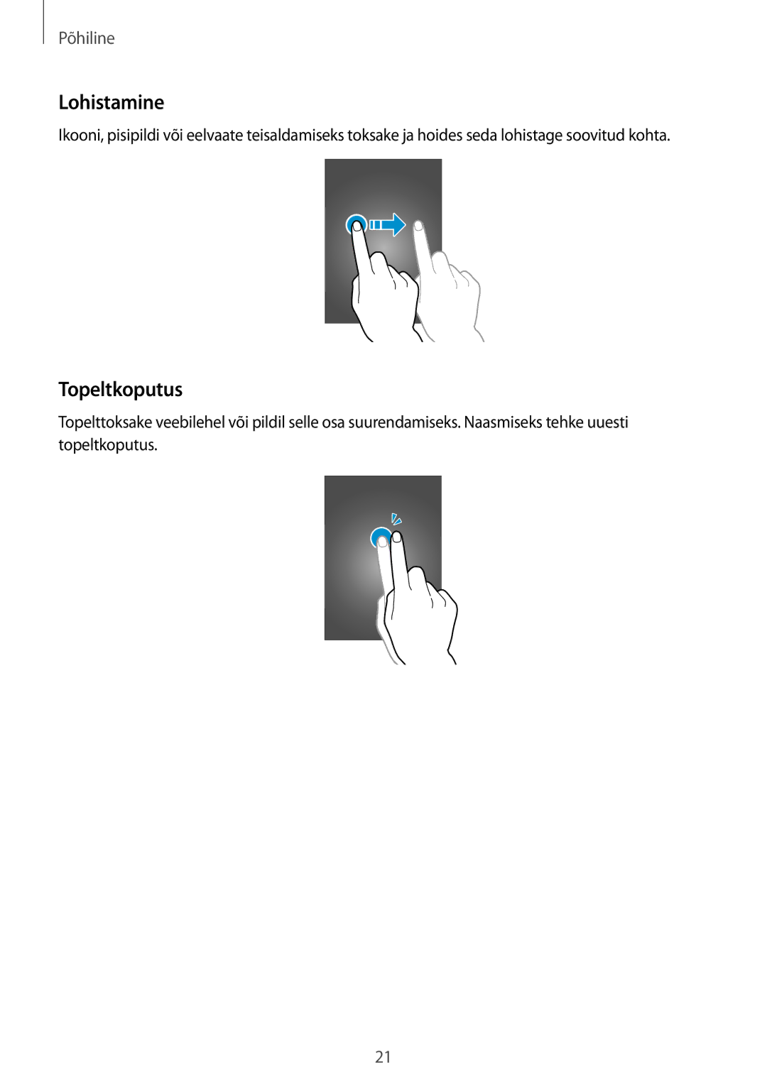 Samsung GT-S6790ZWYSEB, GT-S6790PWNSEB, GT-S6790MKNSEB manual Lohistamine, Topeltkoputus 